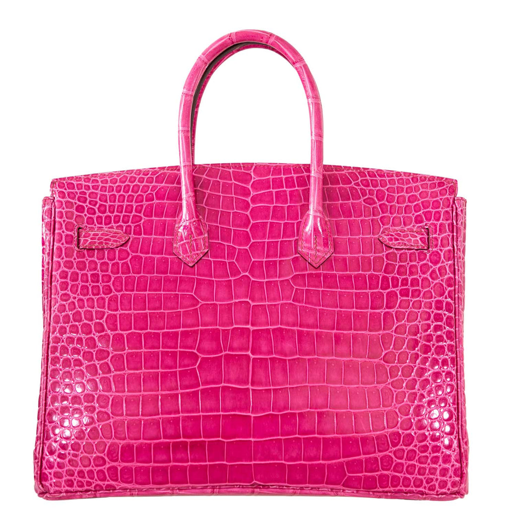 Hermes Birkin 35 Fuchsia Porosus Crocodile with Palladium Hardware - 2011, O Square - Exclusu