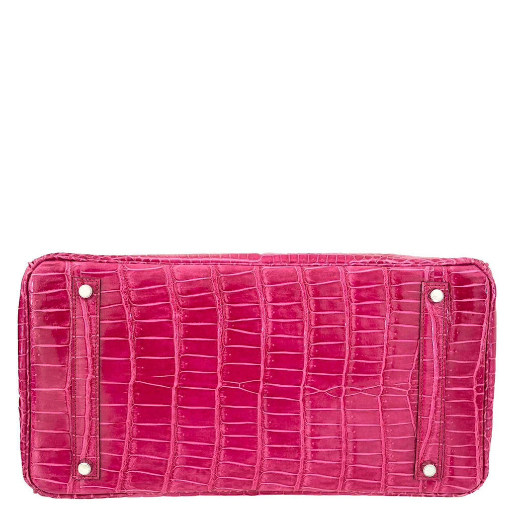 Hermes Birkin 35 Fuchsia Porosus Crocodile with Palladium Hardware - 2011, O Square - Exclusu