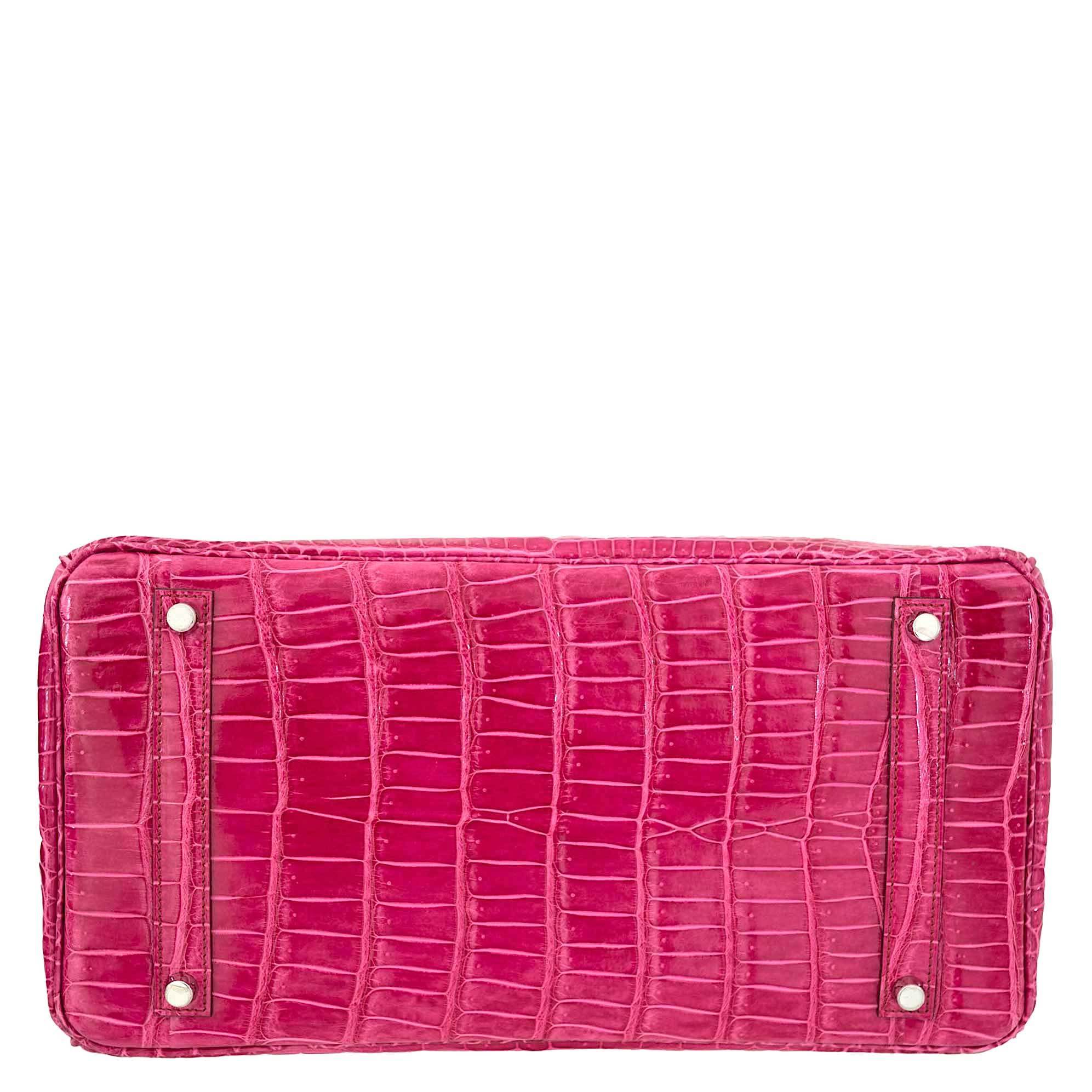 Hermes Birkin 35 Fuchsia Porosus Crocodile with Palladium Hardware - 2011, O Square - Exclusu