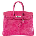 Hermes Birkin 35 Fuchsia Porosus Crocodile with Palladium Hardware - 2011, O Square - Exclusu