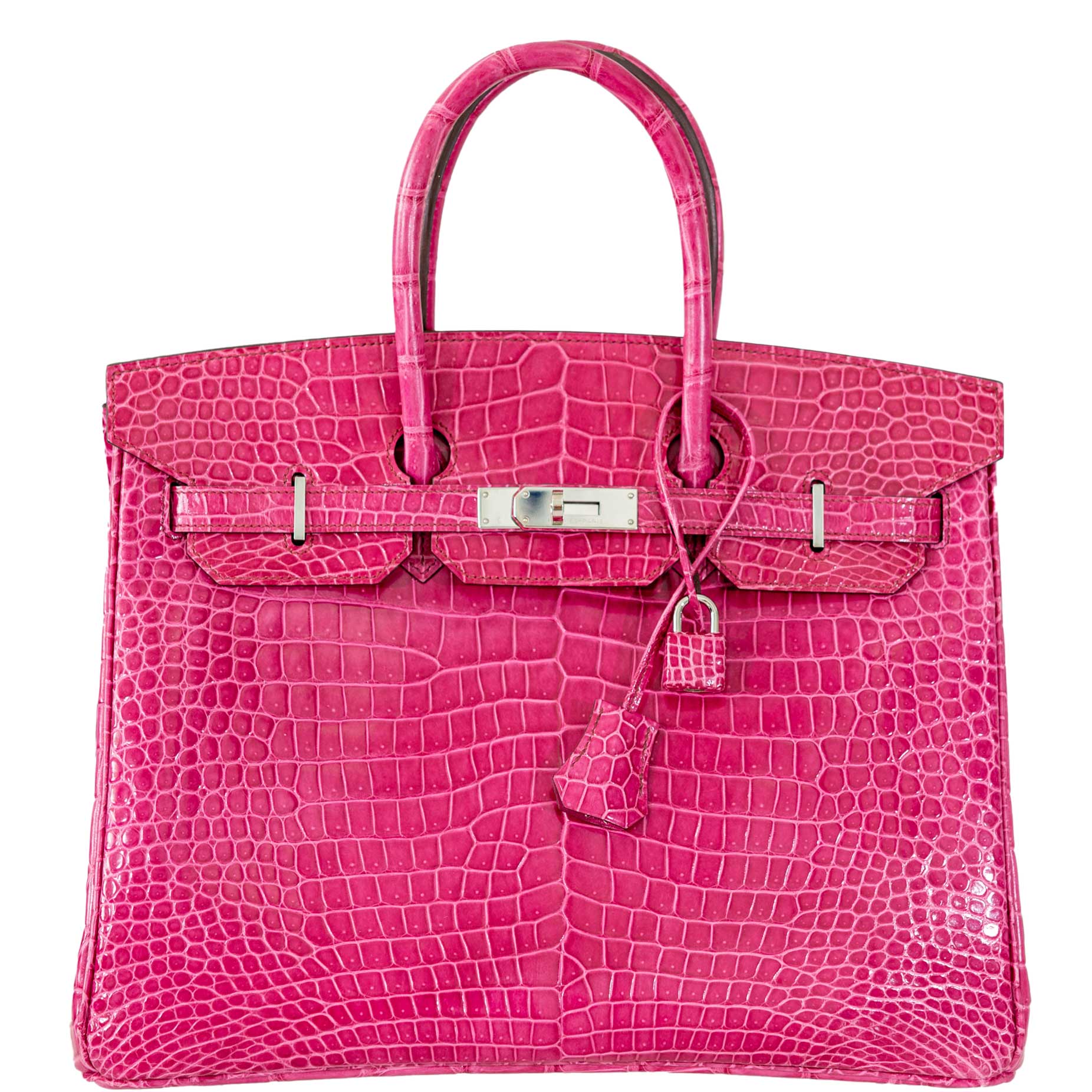 Hermes Birkin 35 Fuchsia Porosus Crocodile with Palladium Hardware - 2011, O Square - Exclusu