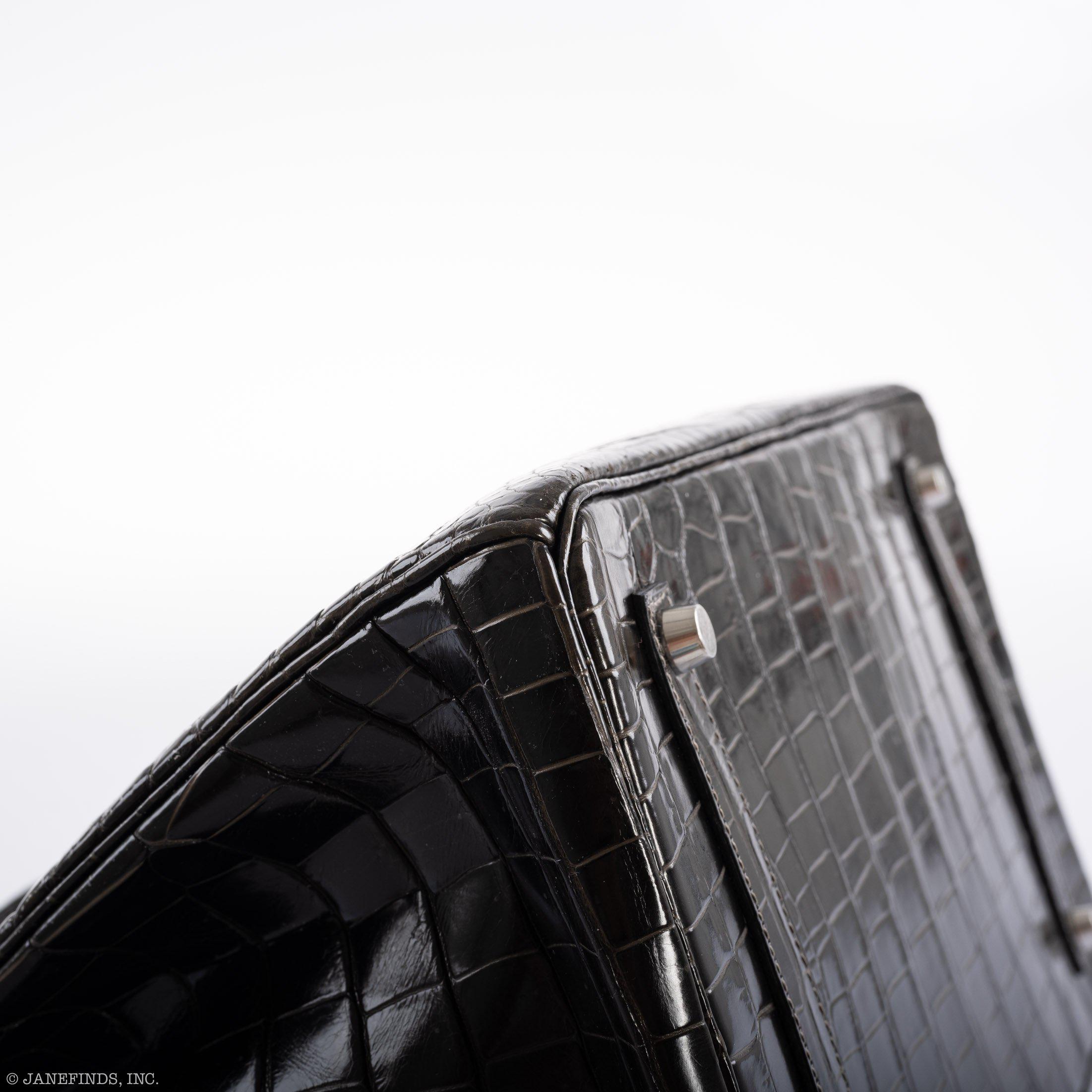 Hermes Birkin 35 Graphite Porosus Crocodile with Palladium Hardware - 2014, R Square - Exclusu