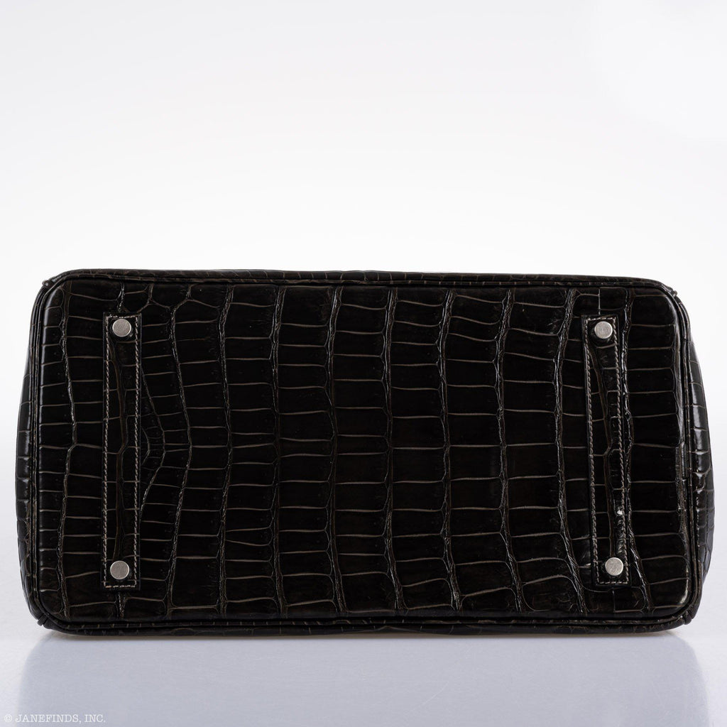 Hermes Birkin 35 Graphite Porosus Crocodile with Palladium Hardware - 2014, R Square - Exclusu