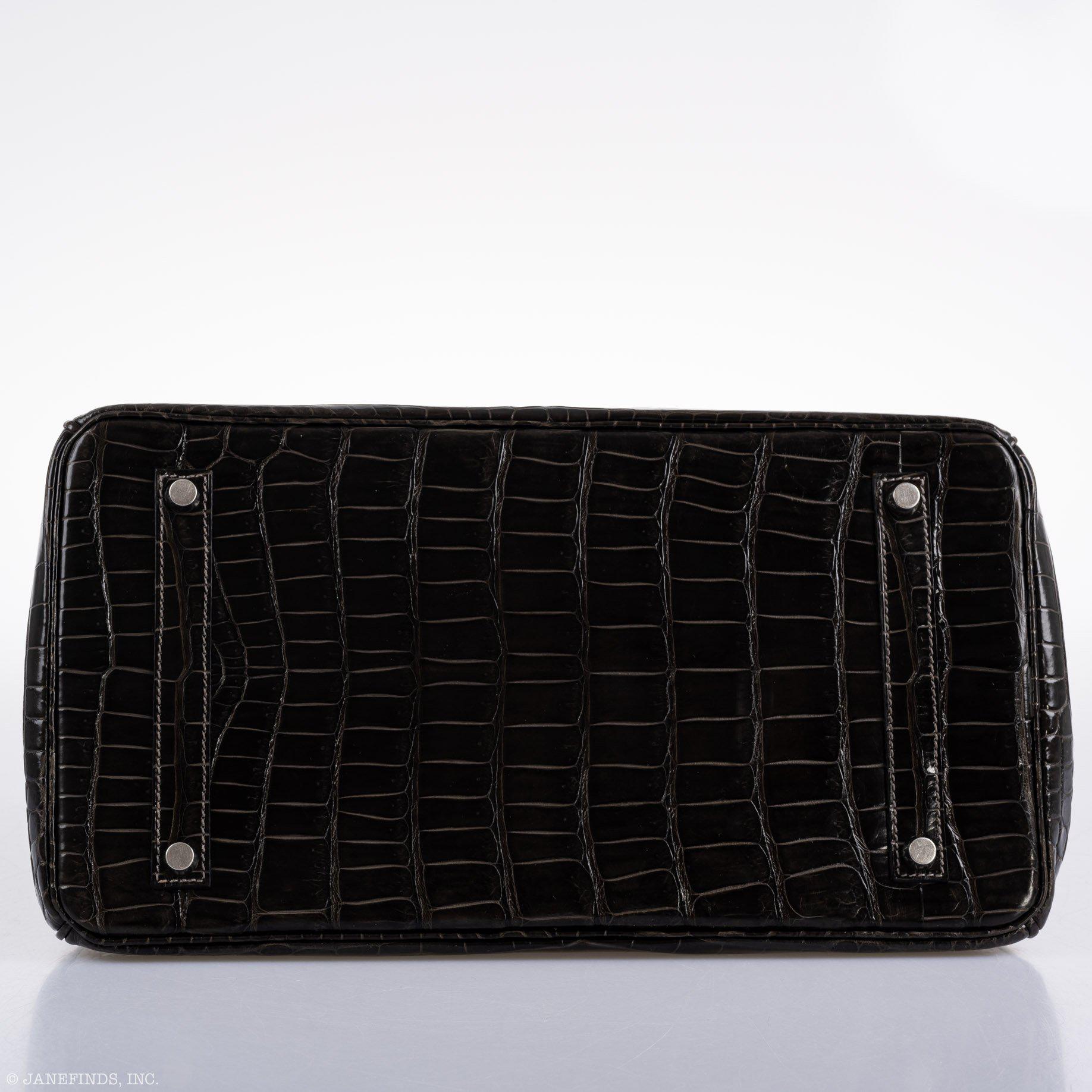 Hermes Birkin 35 Graphite Porosus Crocodile with Palladium Hardware - 2014, R Square - Exclusu