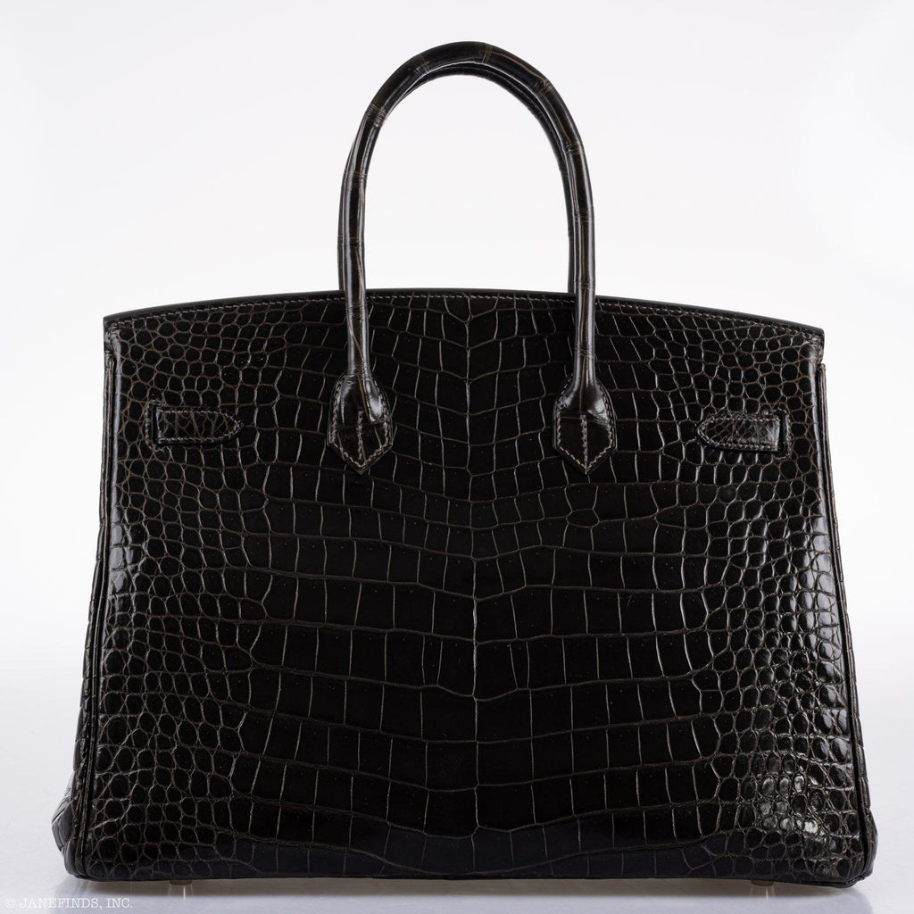 Hermes Birkin 35 Graphite Porosus Crocodile with Palladium Hardware - 2014, R Square - Exclusu