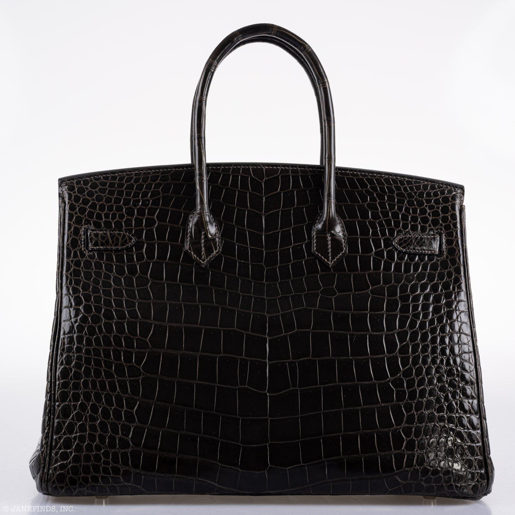 Hermes Birkin 35 Graphite Porosus Crocodile with Palladium Hardware - 2014, R Square - Exclusu