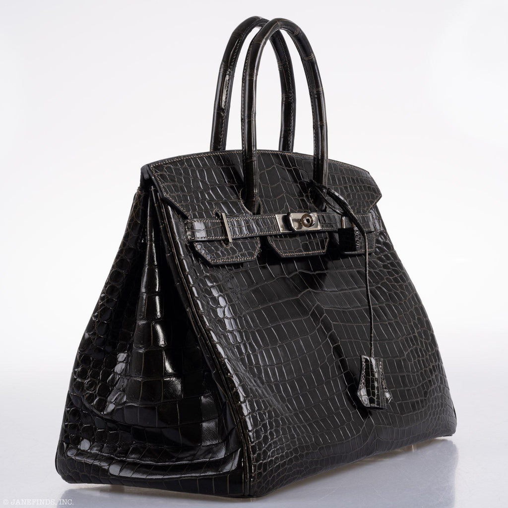 Hermes Birkin 35 Graphite Porosus Crocodile with Palladium Hardware - 2014, R Square - Exclusu