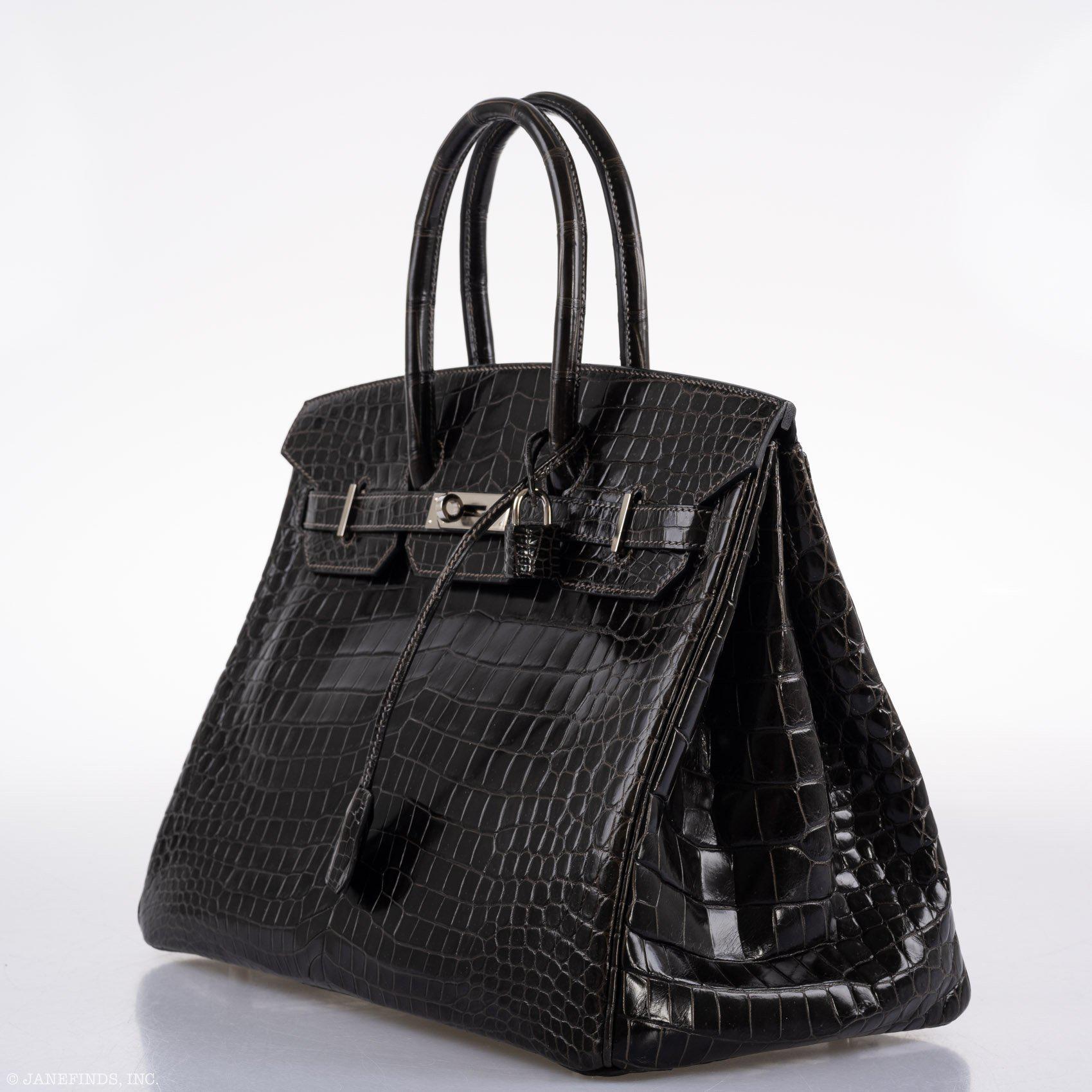 Hermes Birkin 35 Graphite Porosus Crocodile with Palladium Hardware - 2014, R Square - Exclusu