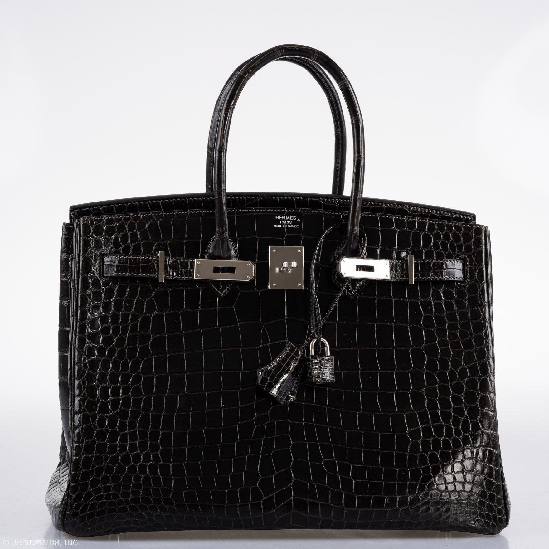 Hermes Birkin 35 Graphite Porosus Crocodile with Palladium Hardware - 2014, R Square - Exclusu
