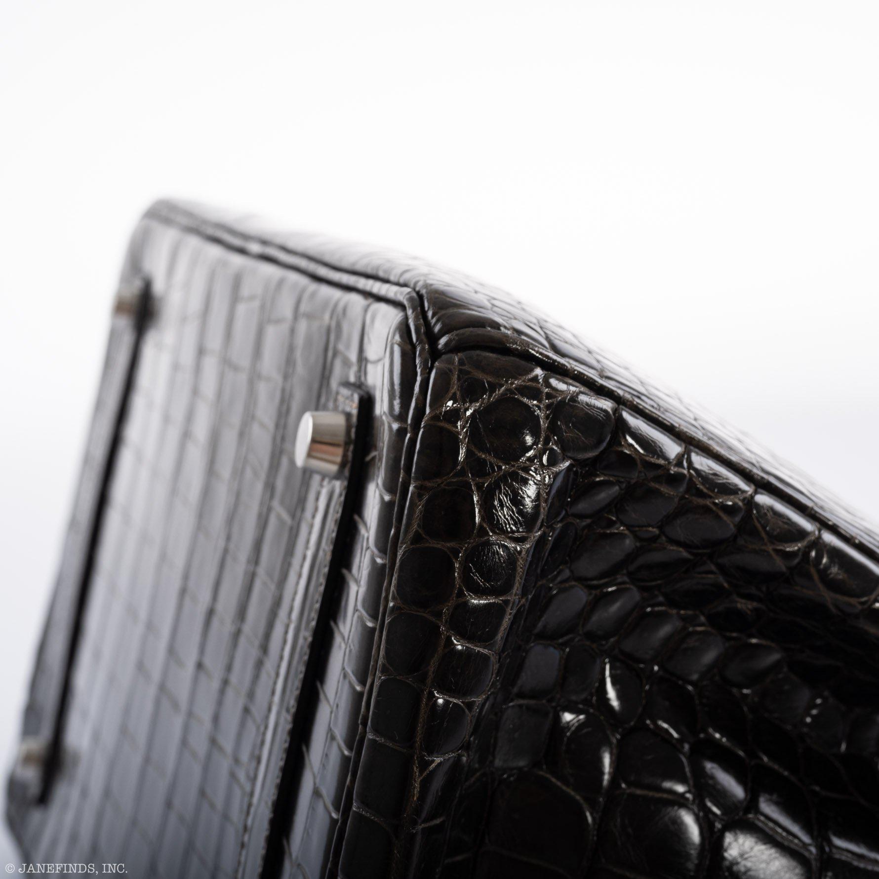 Hermes Birkin 35 Graphite Porosus Crocodile with Palladium Hardware - 2014, R Square - Exclusu