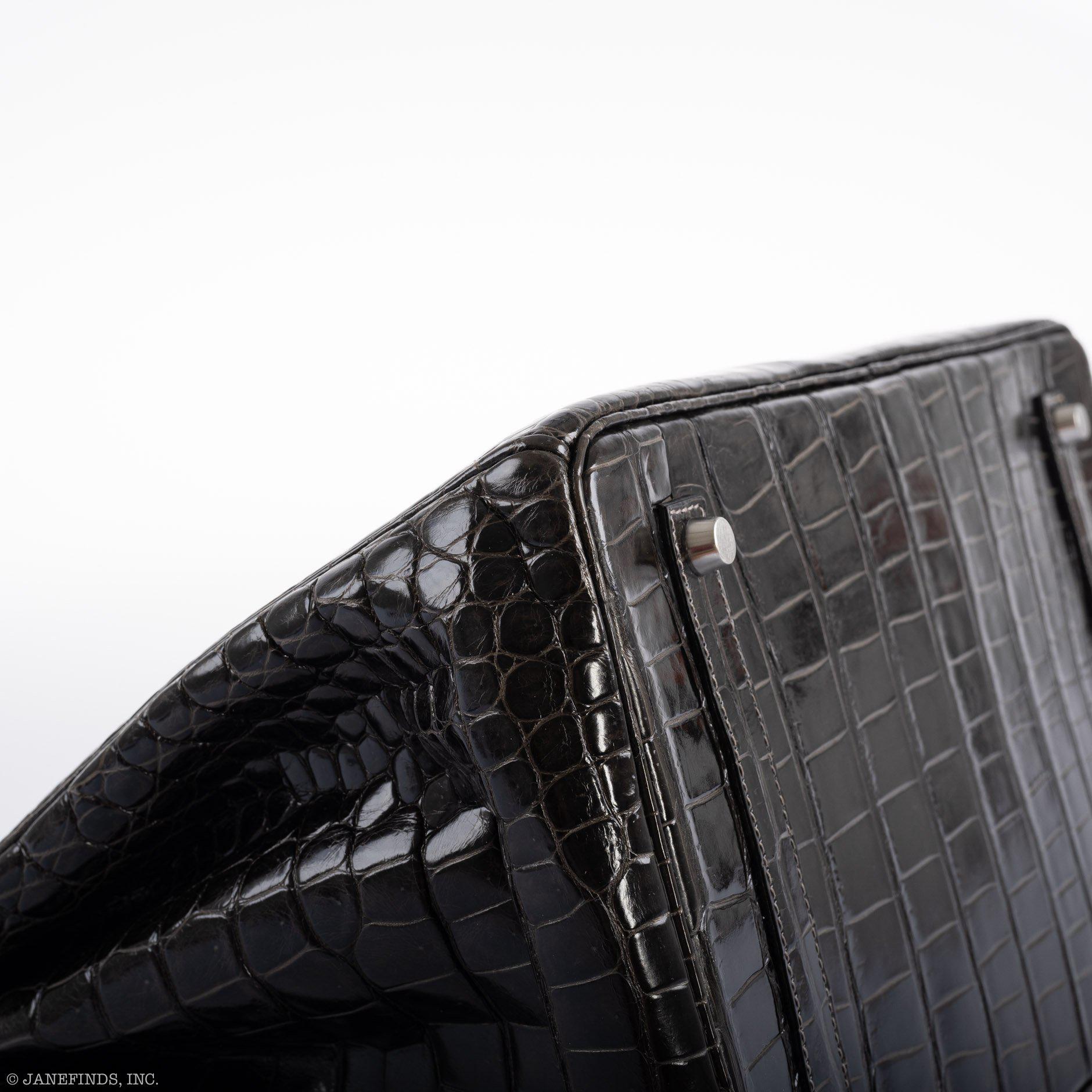 Hermes Birkin 35 Graphite Porosus Crocodile with Palladium Hardware - 2014, R Square - Exclusu