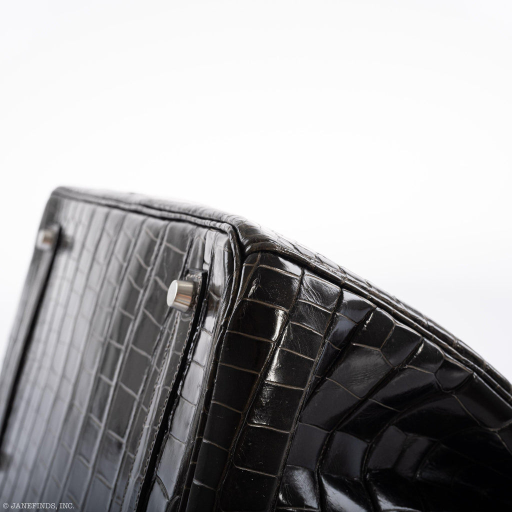 Hermes Birkin 35 Graphite Porosus Crocodile with Palladium Hardware - 2014, R Square - Exclusu