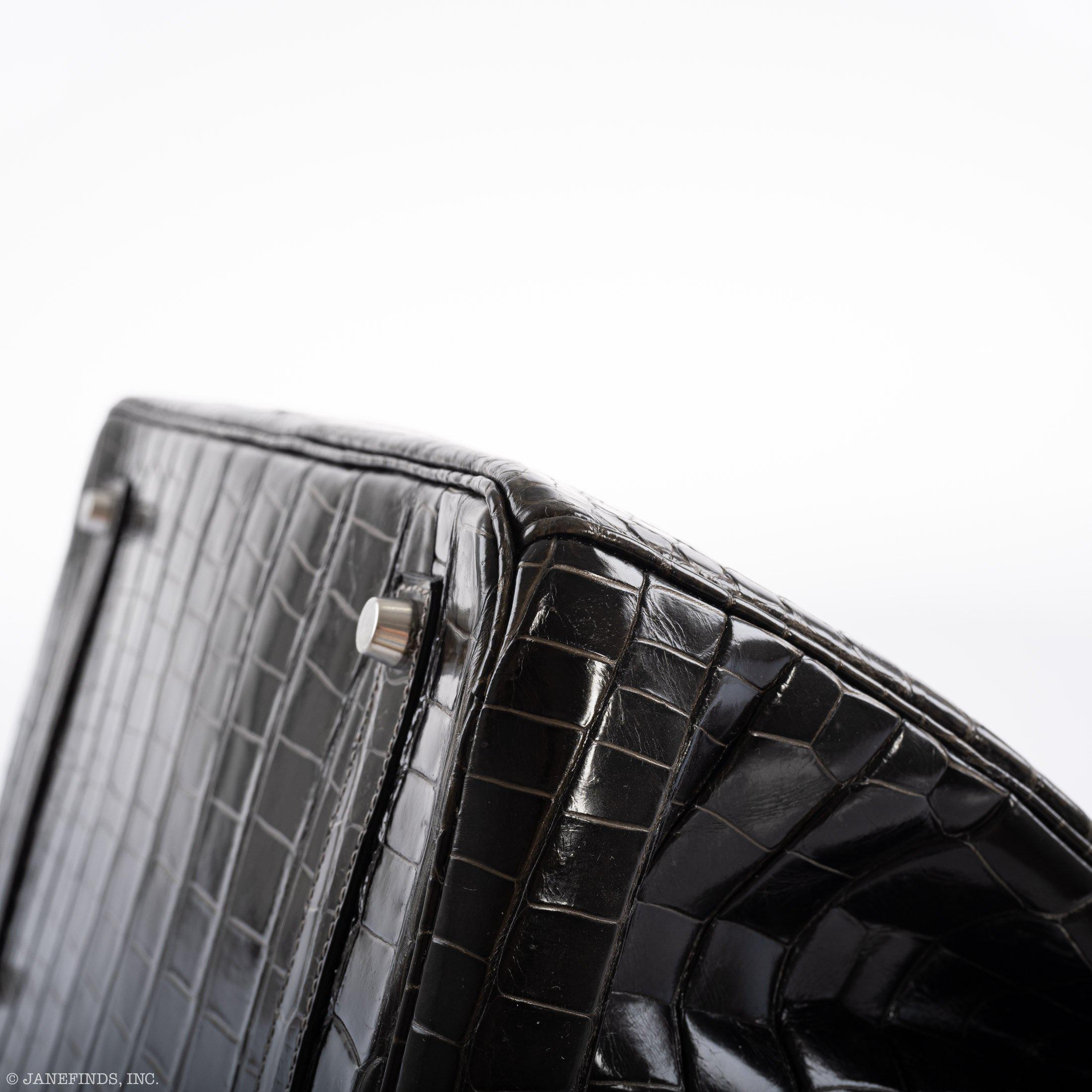 Hermes Birkin 35 Graphite Porosus Crocodile with Palladium Hardware - 2014, R Square - Exclusu