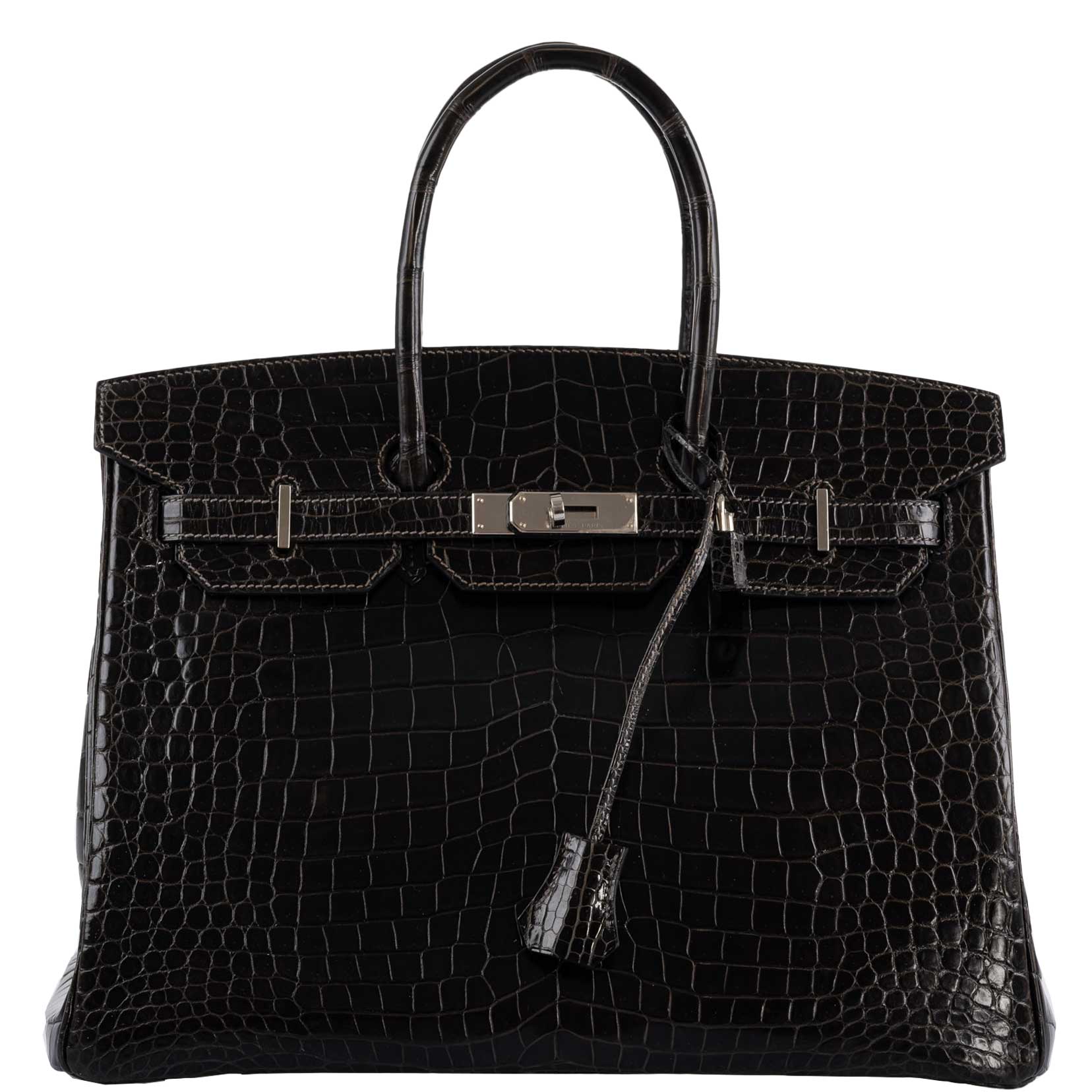 Hermes Birkin 35 Graphite Porosus Crocodile with Palladium Hardware - 2014, R Square - Exclusu