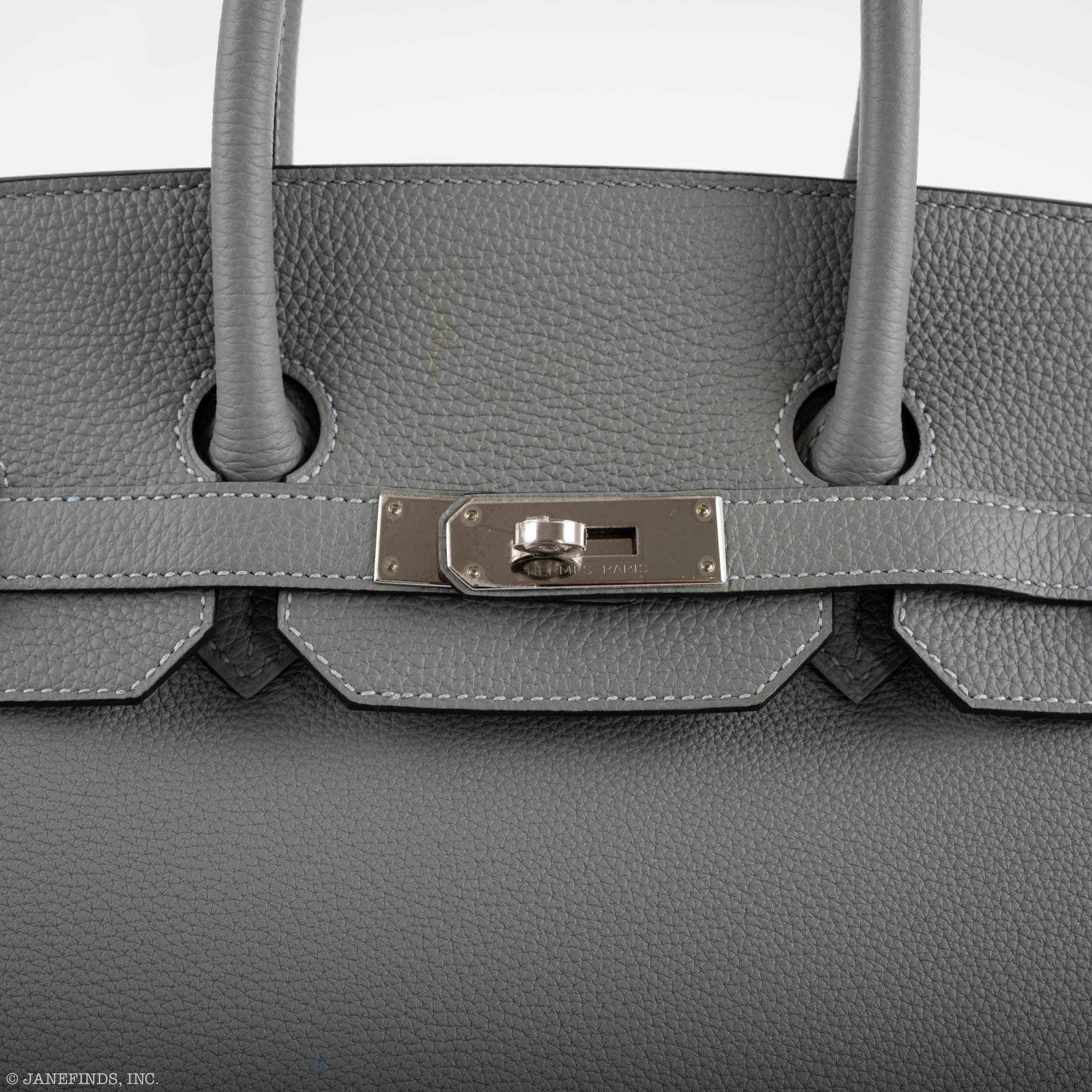 Hermes Birkin 35 Gris Mouette Verso Blue Agate Togo Palladium Hardware - 2016, X - Exclusu