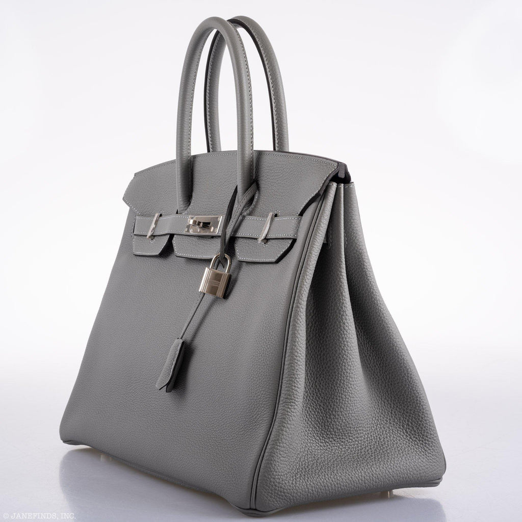 Hermes Birkin 35 Gris Mouette Verso Blue Agate Togo Palladium Hardware - 2016, X - Exclusu