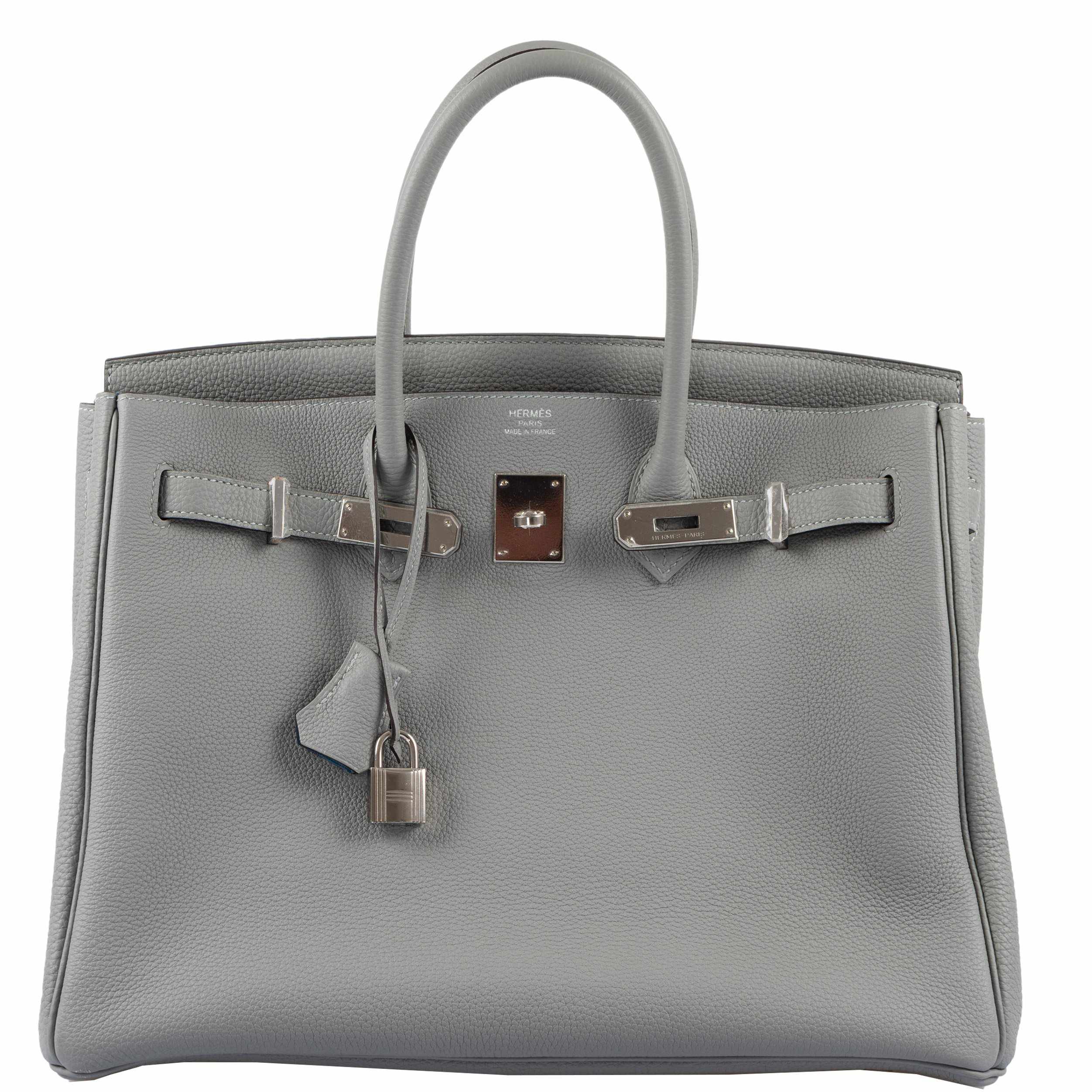 Hermes Birkin 35 Gris Mouette Verso Blue Agate Togo Palladium Hardware - 2016, X - Exclusu