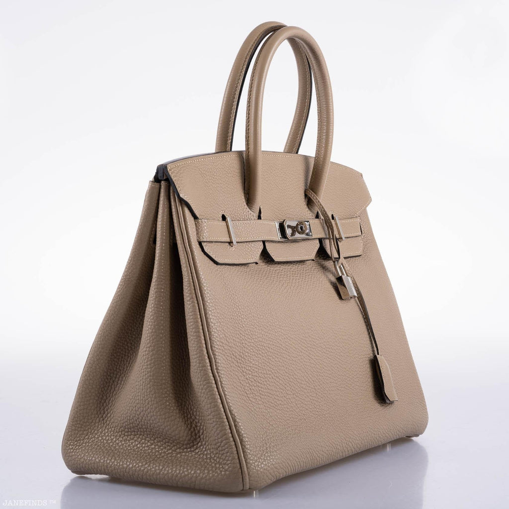 Hermes Birkin 35 Gris Tourterelle Togo with Palladium Hardware - 2009, M Square - Exclusu