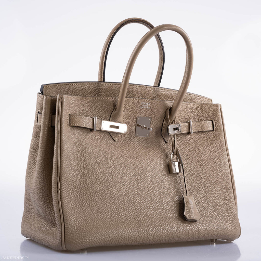Hermes Birkin 35 Gris Tourterelle Togo with Palladium Hardware - 2009, M Square - Exclusu