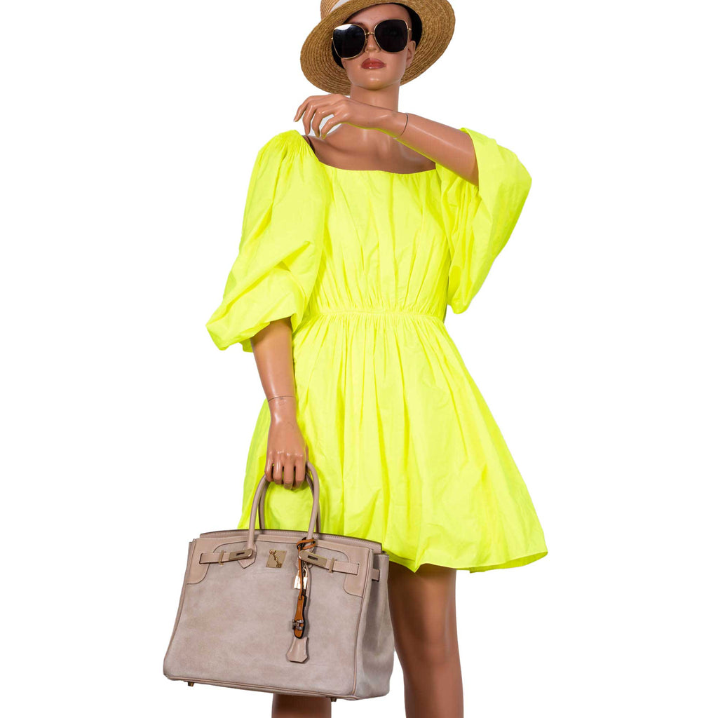 Hermes Birkin 35 Grizzly Argile Veau Doblis Suede & Swift Permabrass Hardware - 2014, R Square - Exclusu