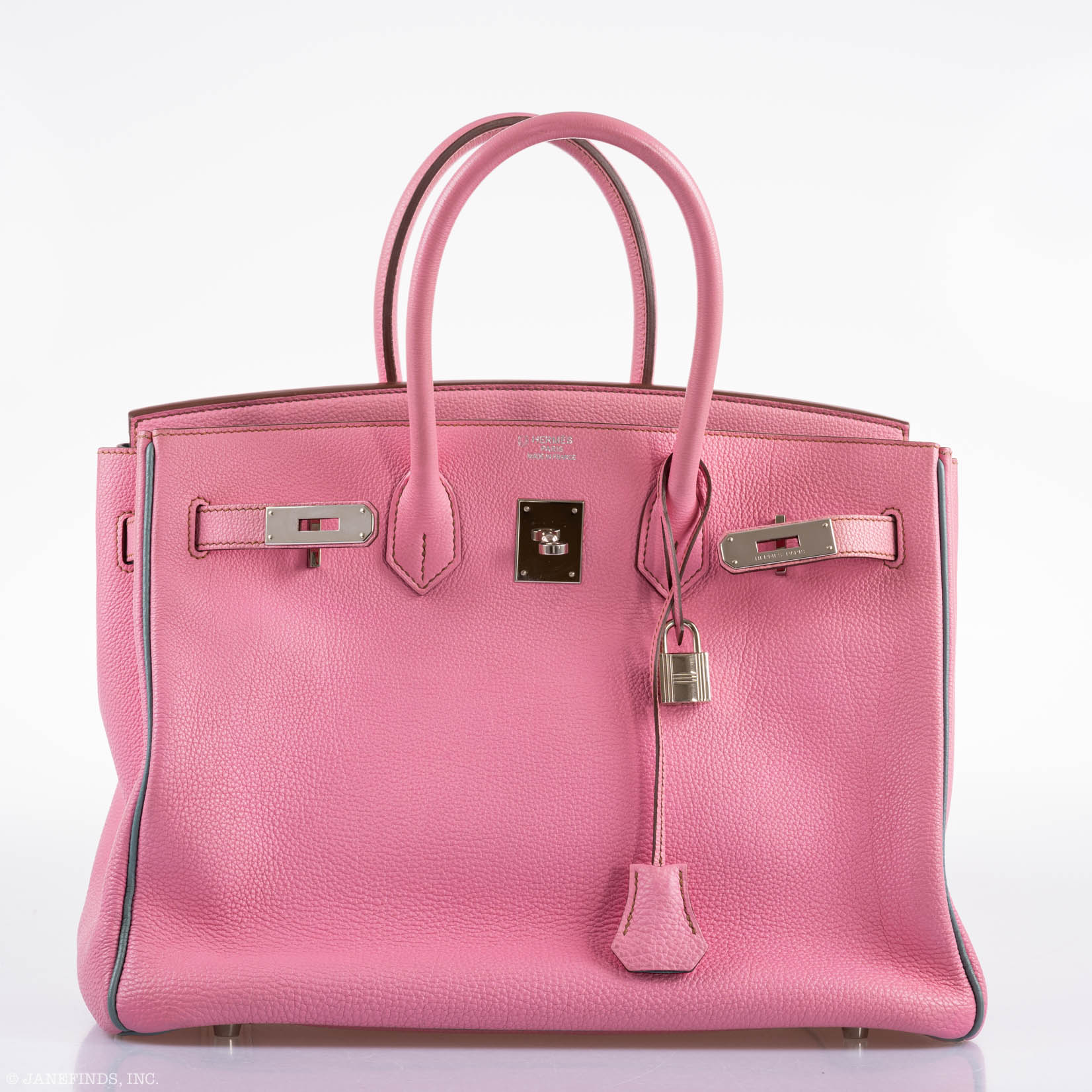 Hermes Birkin 35 HSS 5P Bubblegum Pink & Celeste Togo Palladium Hardware - 2011, Square O - Exclusu