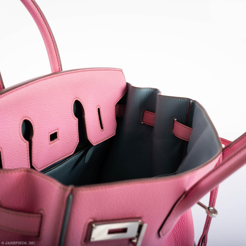 Hermes Birkin 35 HSS 5P Bubblegum Pink & Celeste Togo Palladium Hardware - 2011, Square O - Exclusu