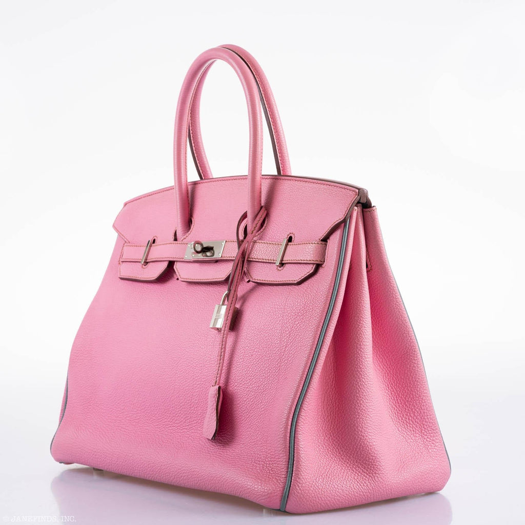 Hermes Birkin 35 HSS 5P Bubblegum Pink & Celeste Togo Palladium Hardware - 2011, Square O - Exclusu