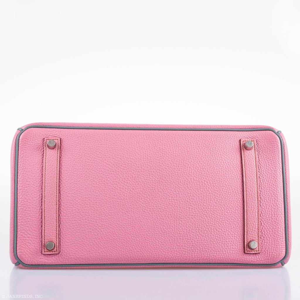 Hermes Birkin 35 HSS 5P Bubblegum Pink & Celeste Togo Palladium Hardware - 2011, Square O - Exclusu