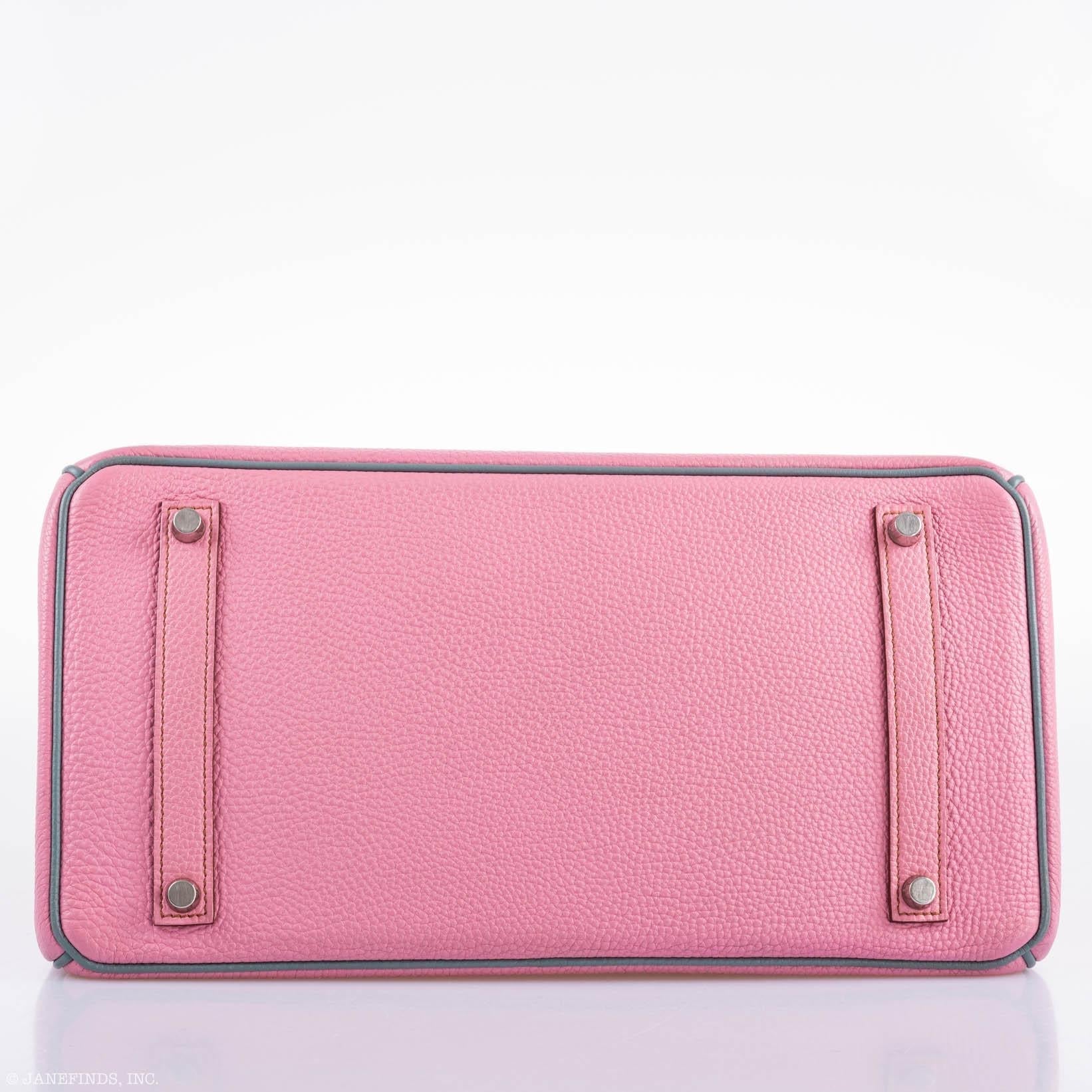 Hermes Birkin 35 HSS 5P Bubblegum Pink & Celeste Togo Palladium Hardware - 2011, Square O - Exclusu