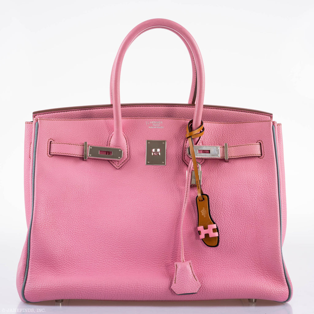 Hermes Birkin 35 HSS 5P Bubblegum Pink & Celeste Togo Palladium Hardware - 2011, Square O - Exclusu