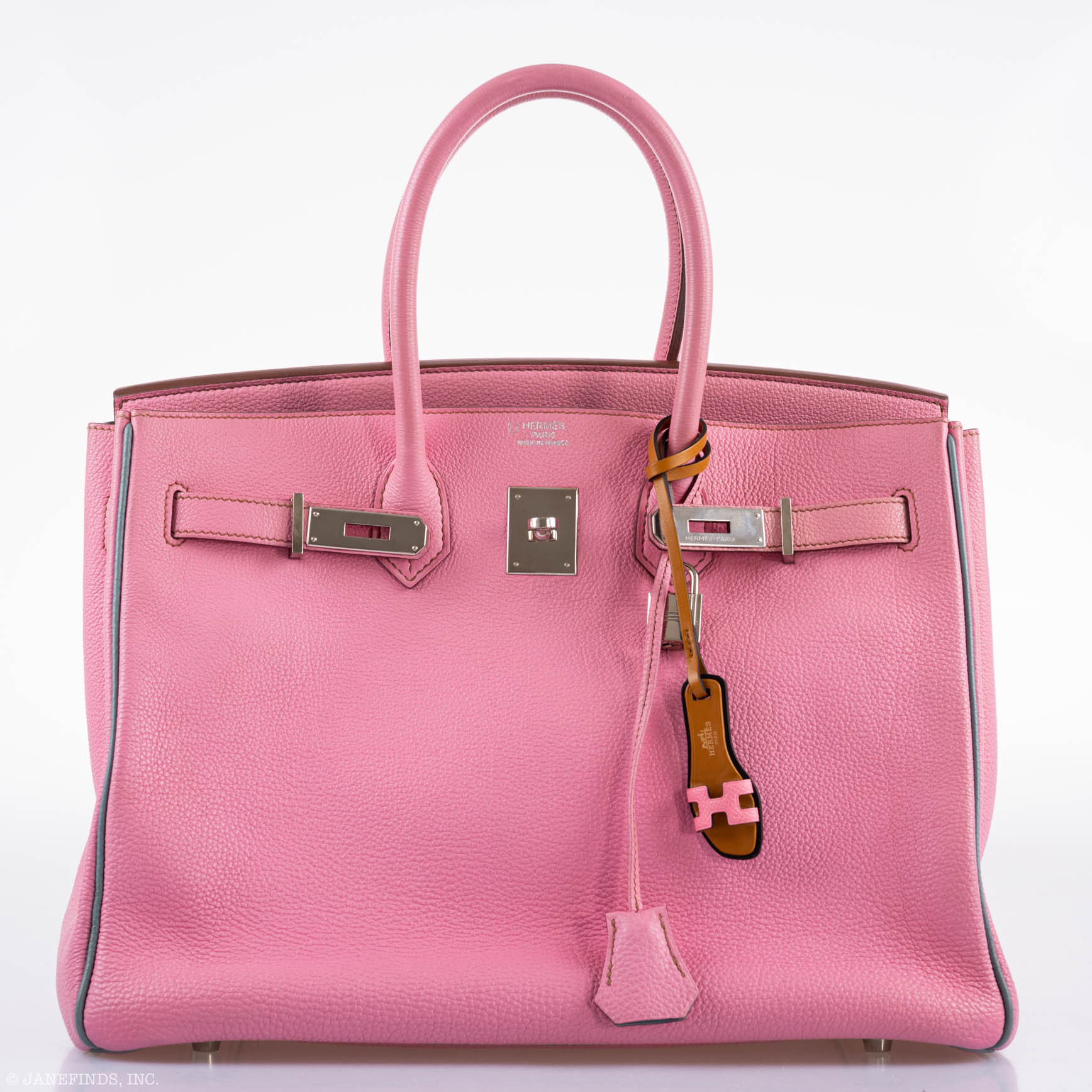Hermes Birkin 35 HSS 5P Bubblegum Pink & Celeste Togo Palladium Hardware - 2011, Square O - Exclusu