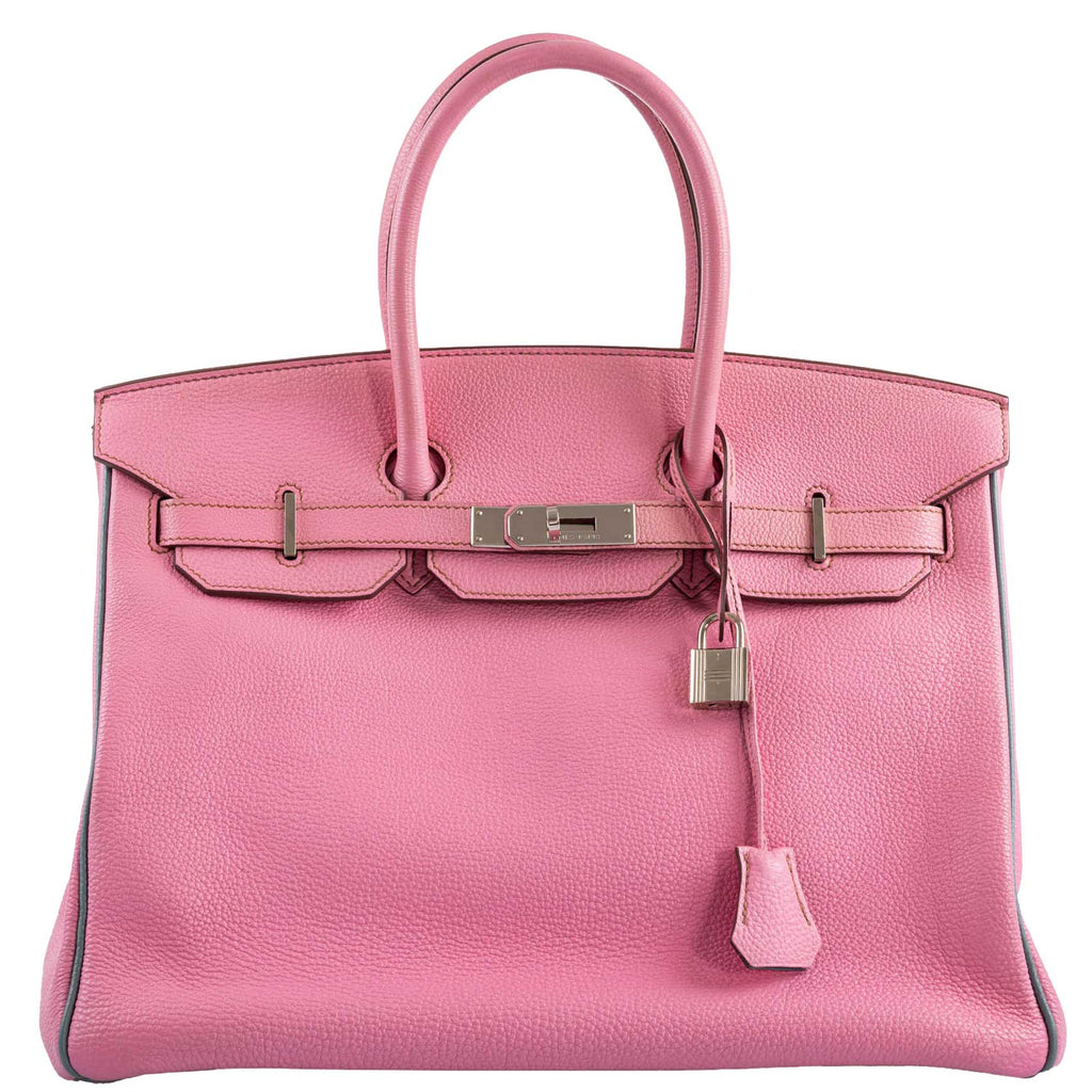 Hermes Birkin 35 HSS 5P Bubblegum Pink & Celeste Togo Palladium Hardware - 2011, Square O - Exclusu