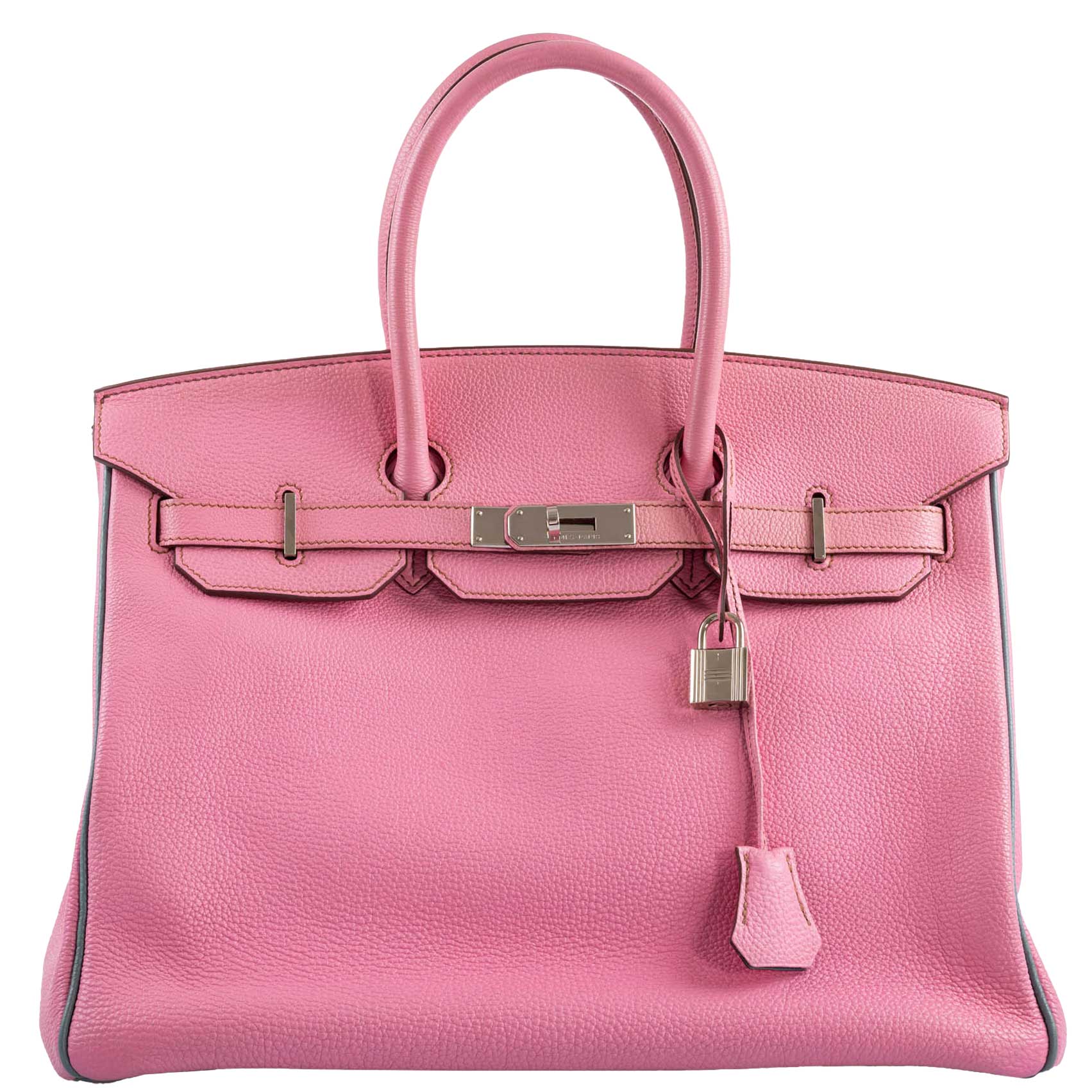 Hermes Birkin 35 HSS 5P Bubblegum Pink & Celeste Togo Palladium Hardware - 2011, Square O - Exclusu