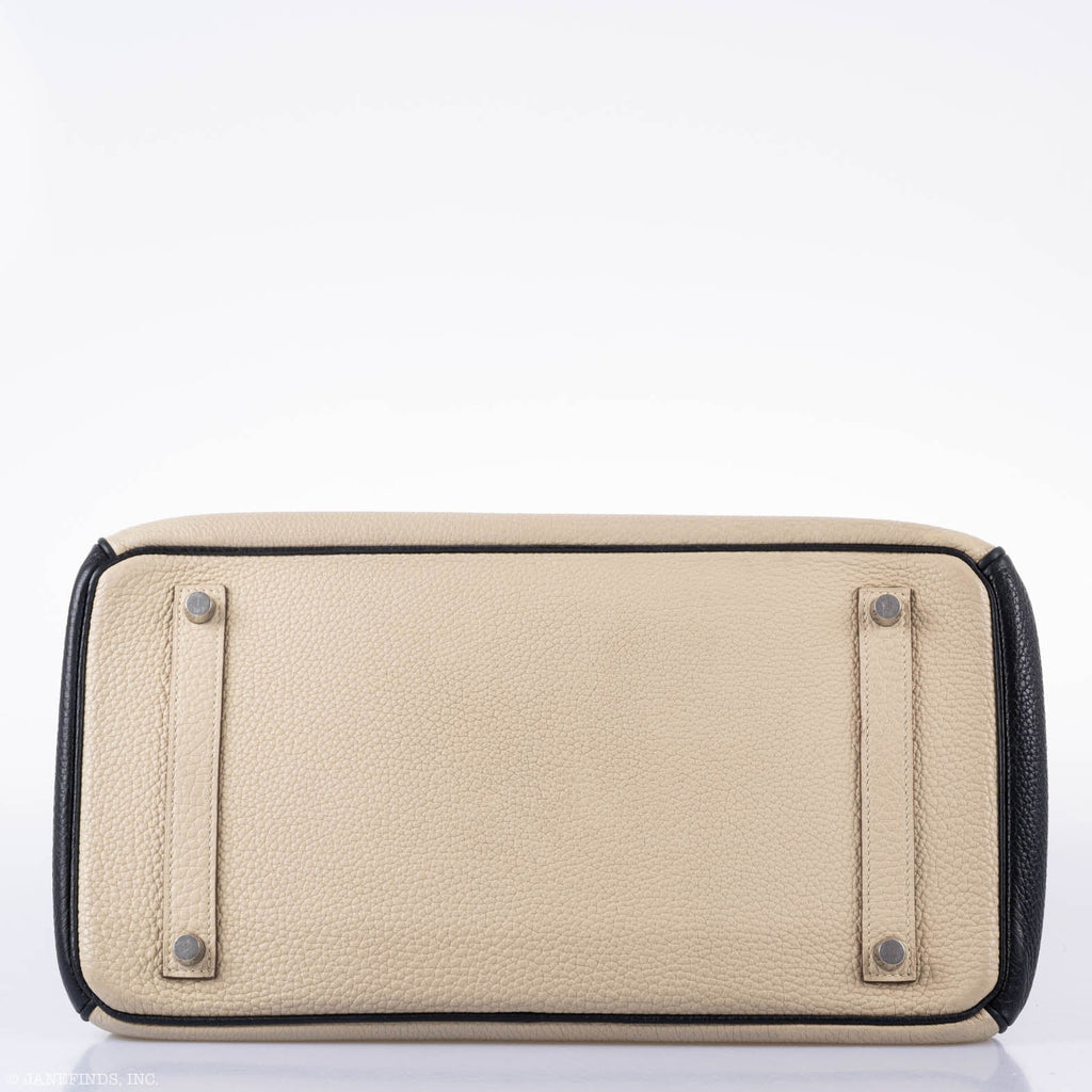 Hermes Birkin 35 HSS Black & Parchemin Togo Leather Palladium Hardware - 2009, M Square - Exclusu