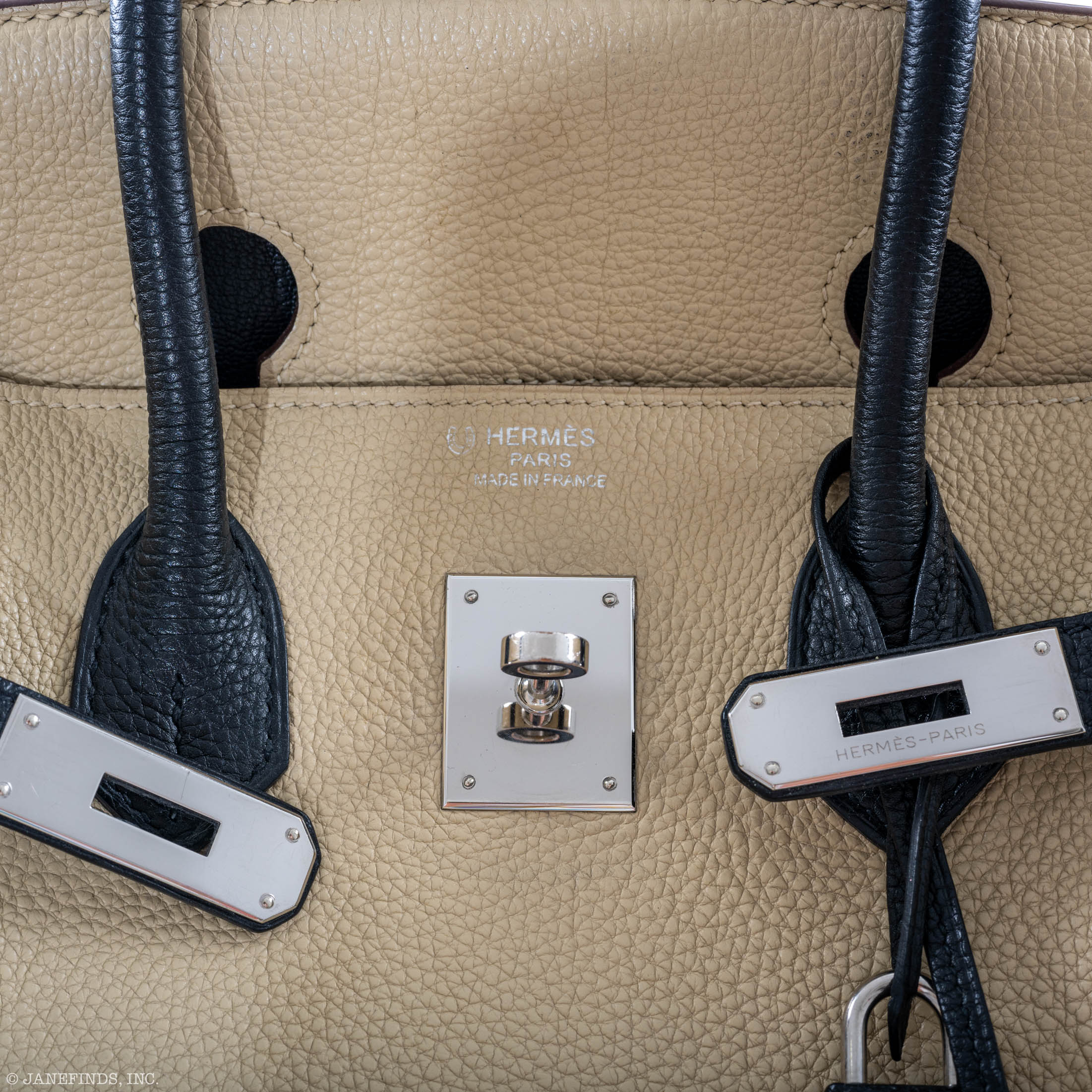 Hermes Birkin 35 HSS Black & Parchemin Togo Leather Palladium Hardware - 2009, M Square - Exclusu