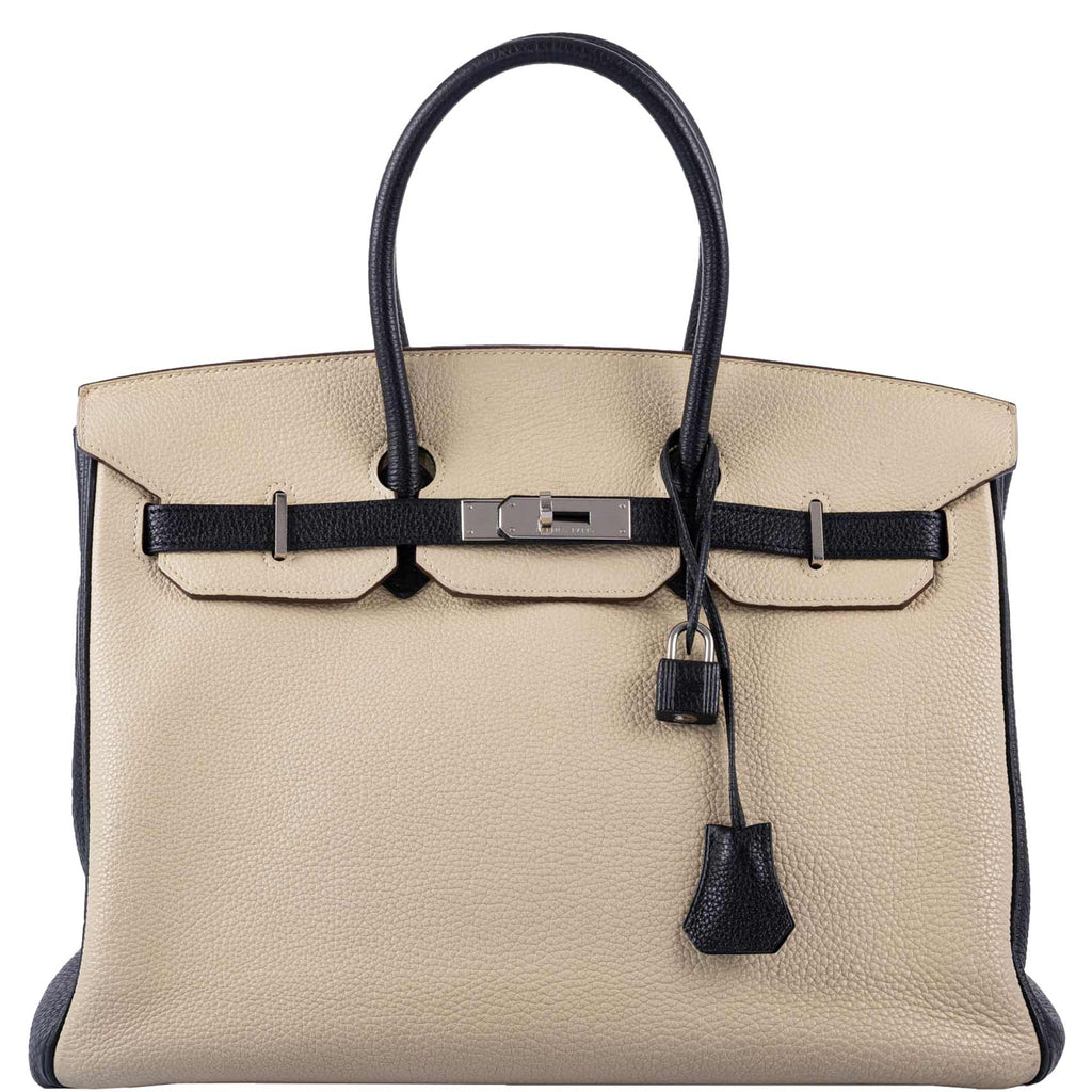 Hermes Birkin 35 HSS Black & Parchemin Togo Leather Palladium Hardware - 2009, M Square - Exclusu