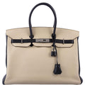 Hermes Birkin 35 HSS Black & Parchemin Togo Leather Palladium Hardware - 2009, M Square - Exclusu