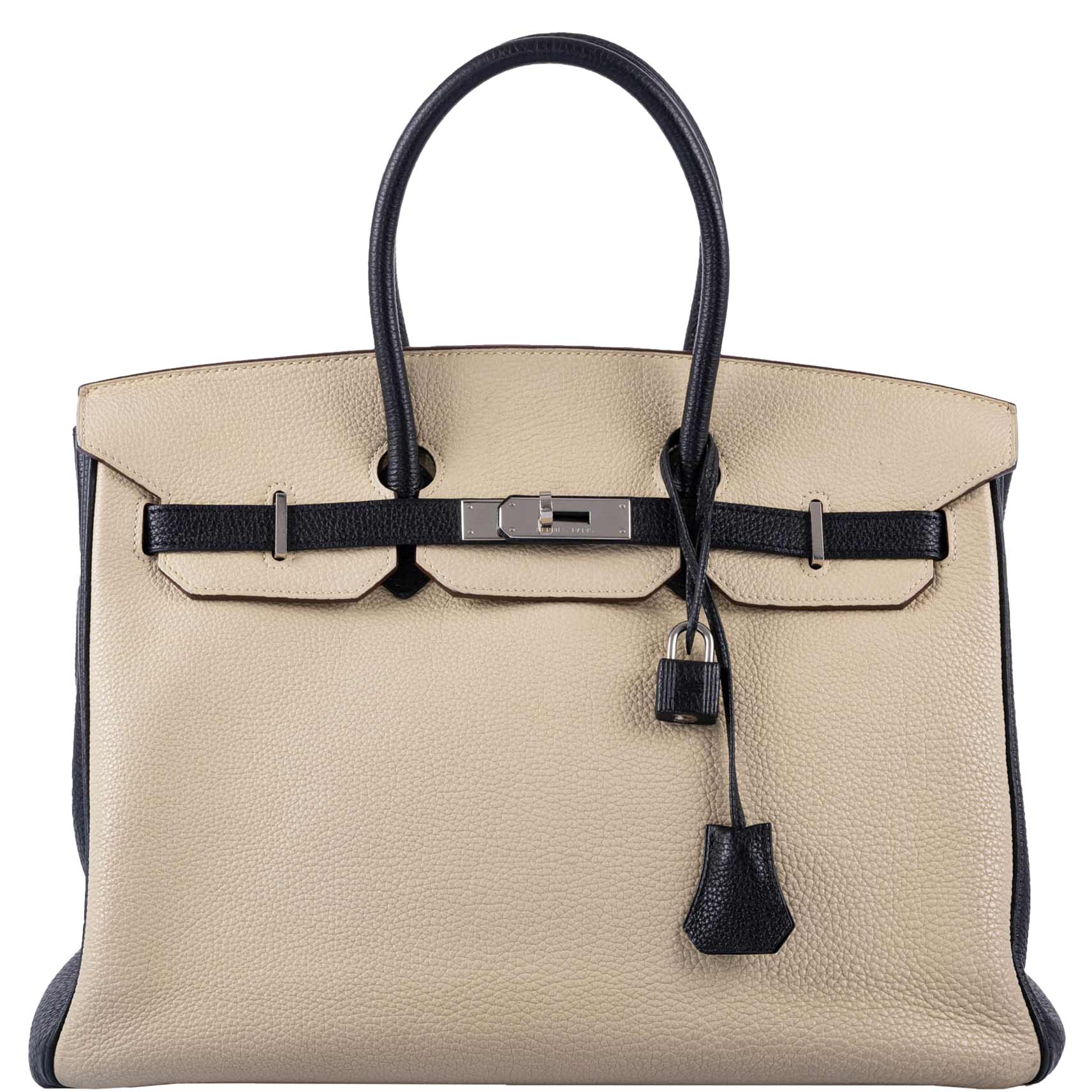 Hermes Birkin 35 HSS Black & Parchemin Togo Leather Palladium Hardware - 2009, M Square - Exclusu