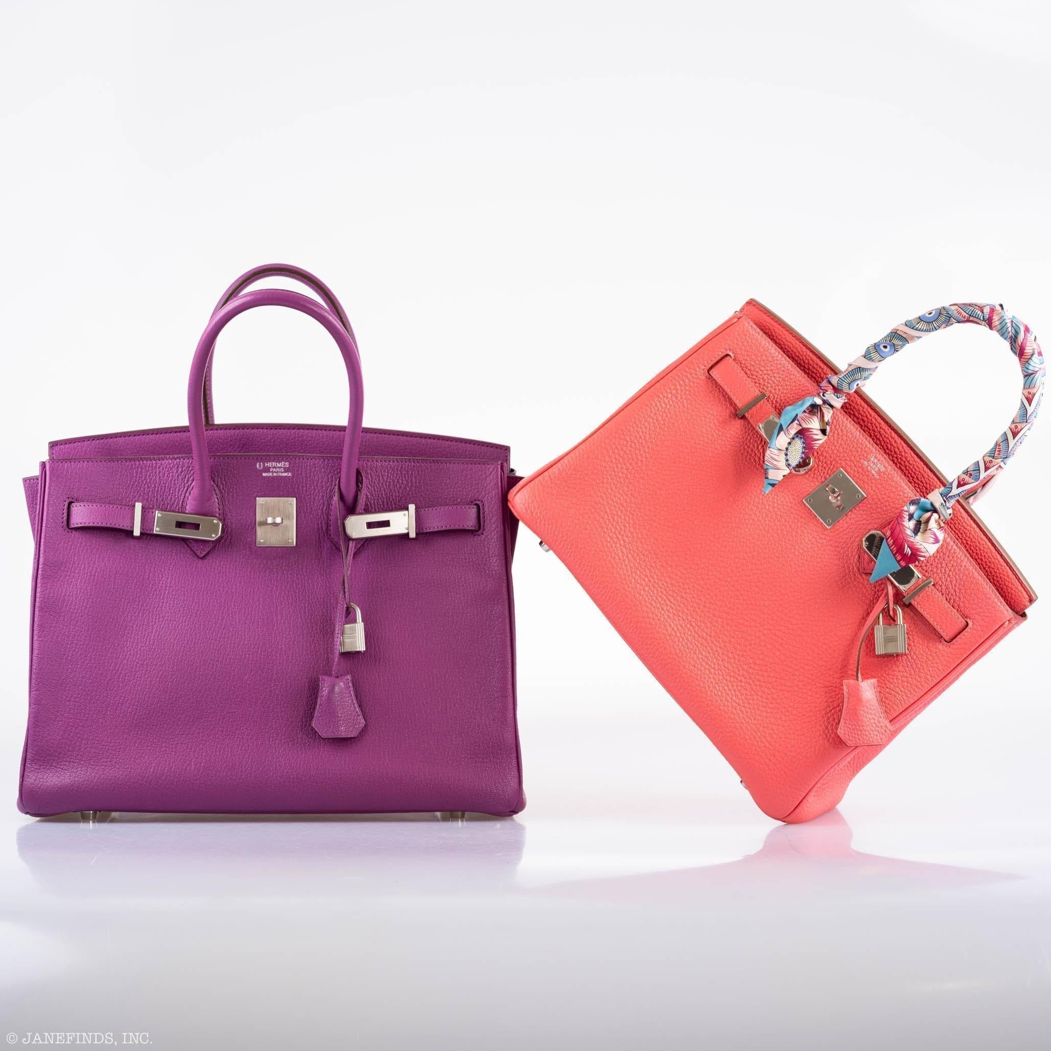 Hermes Birkin 35 HSS Cyclamen & Iris Chèvre Goatskin Brushed Palladium Hardware - 2009 M, Square - Exclusu