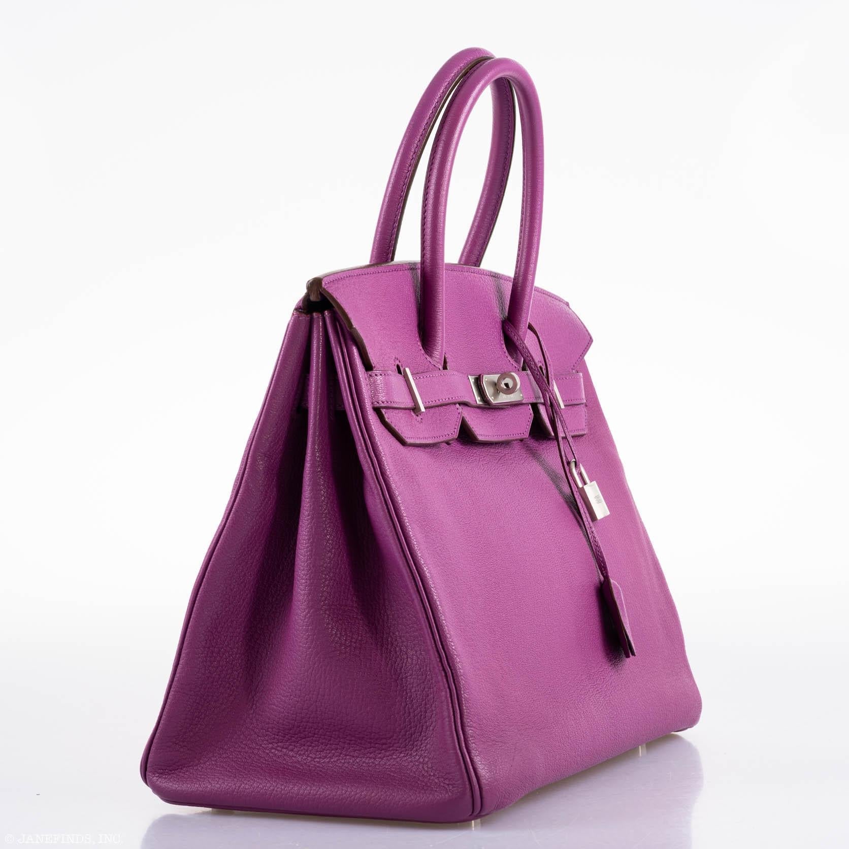 Hermes Birkin 35 HSS Cyclamen & Iris Chèvre Goatskin Brushed Palladium Hardware - 2009 M, Square - Exclusu