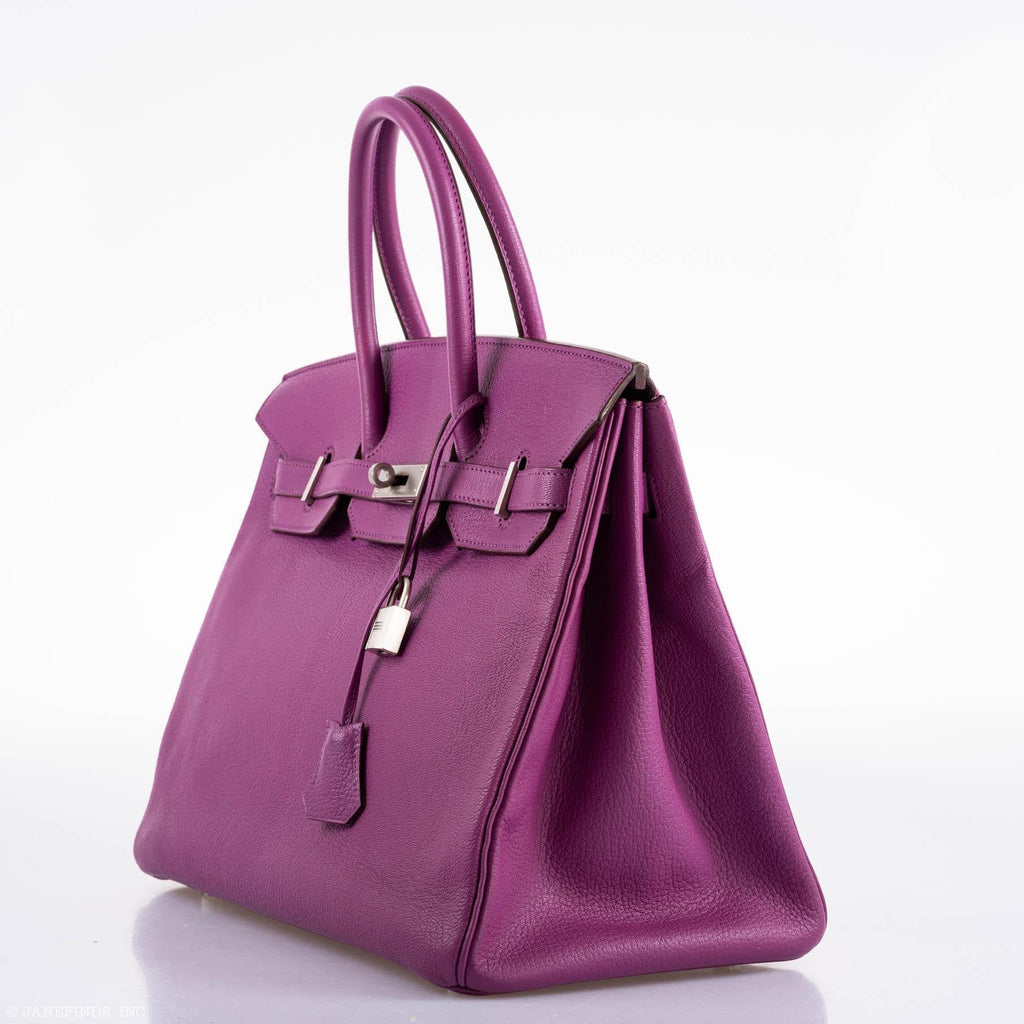 Hermes Birkin 35 HSS Cyclamen & Iris Chèvre Goatskin Brushed Palladium Hardware - 2009 M, Square - Exclusu
