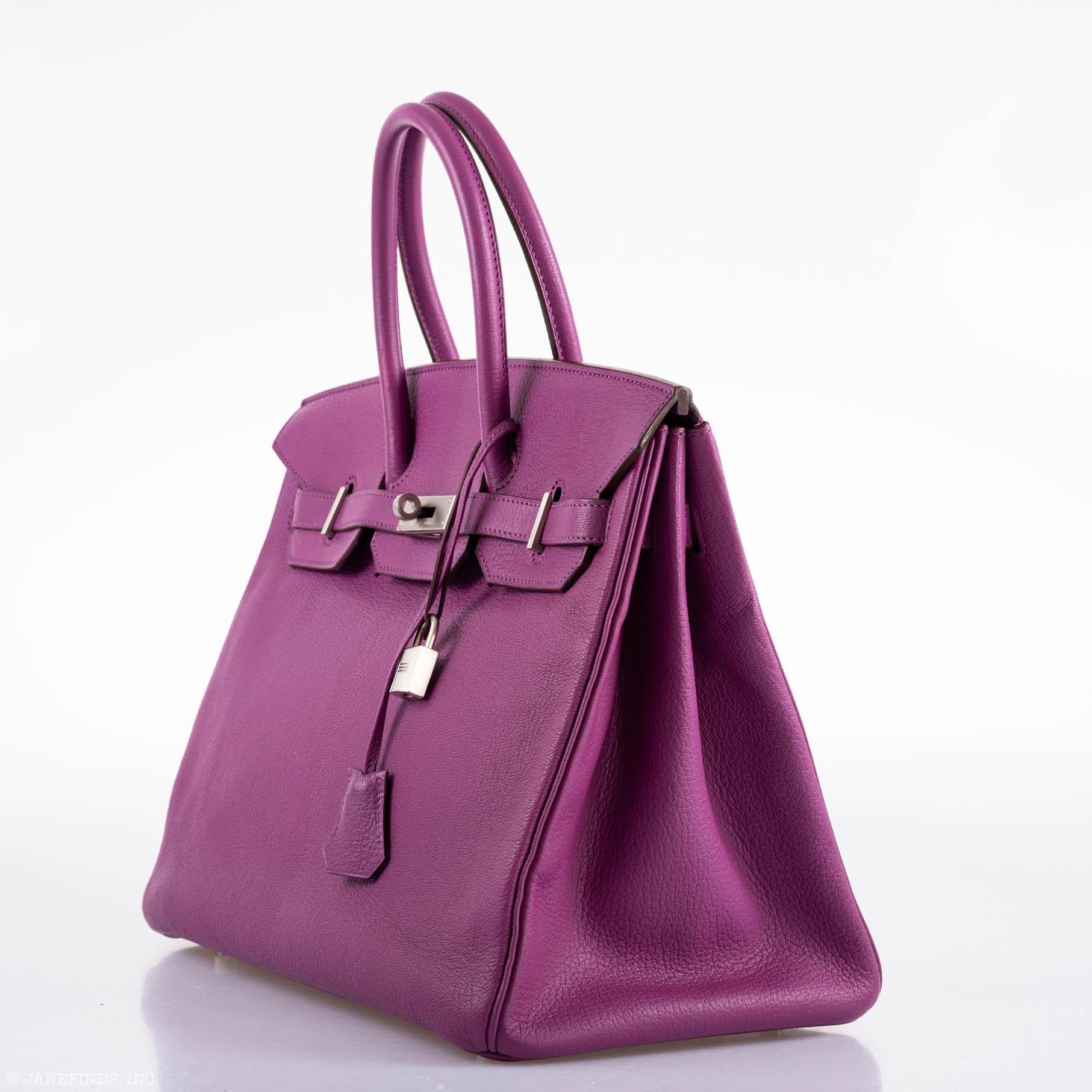 Hermes Birkin 35 HSS Cyclamen & Iris Chèvre Goatskin Brushed Palladium Hardware - 2009 M, Square - Exclusu