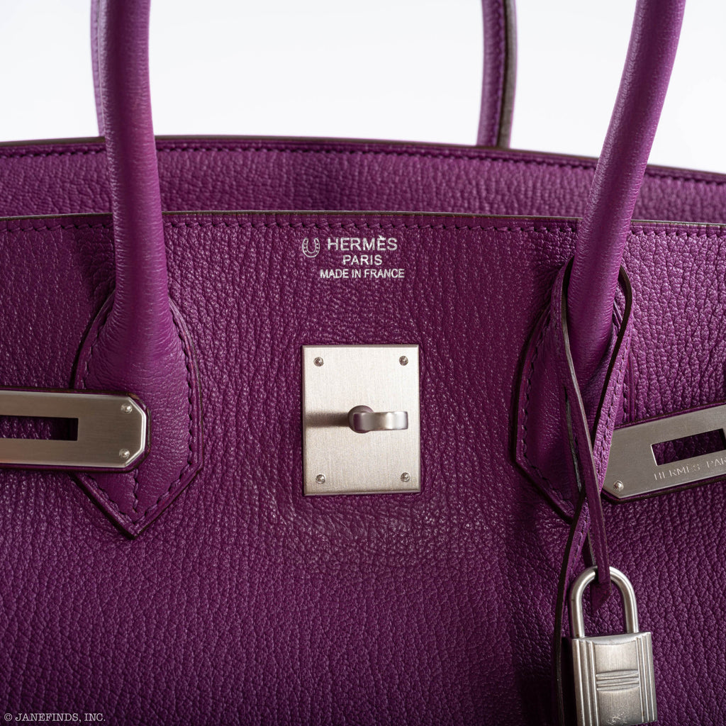 Hermes Birkin 35 HSS Cyclamen & Iris Chèvre Goatskin Brushed Palladium Hardware - 2009 M, Square - Exclusu