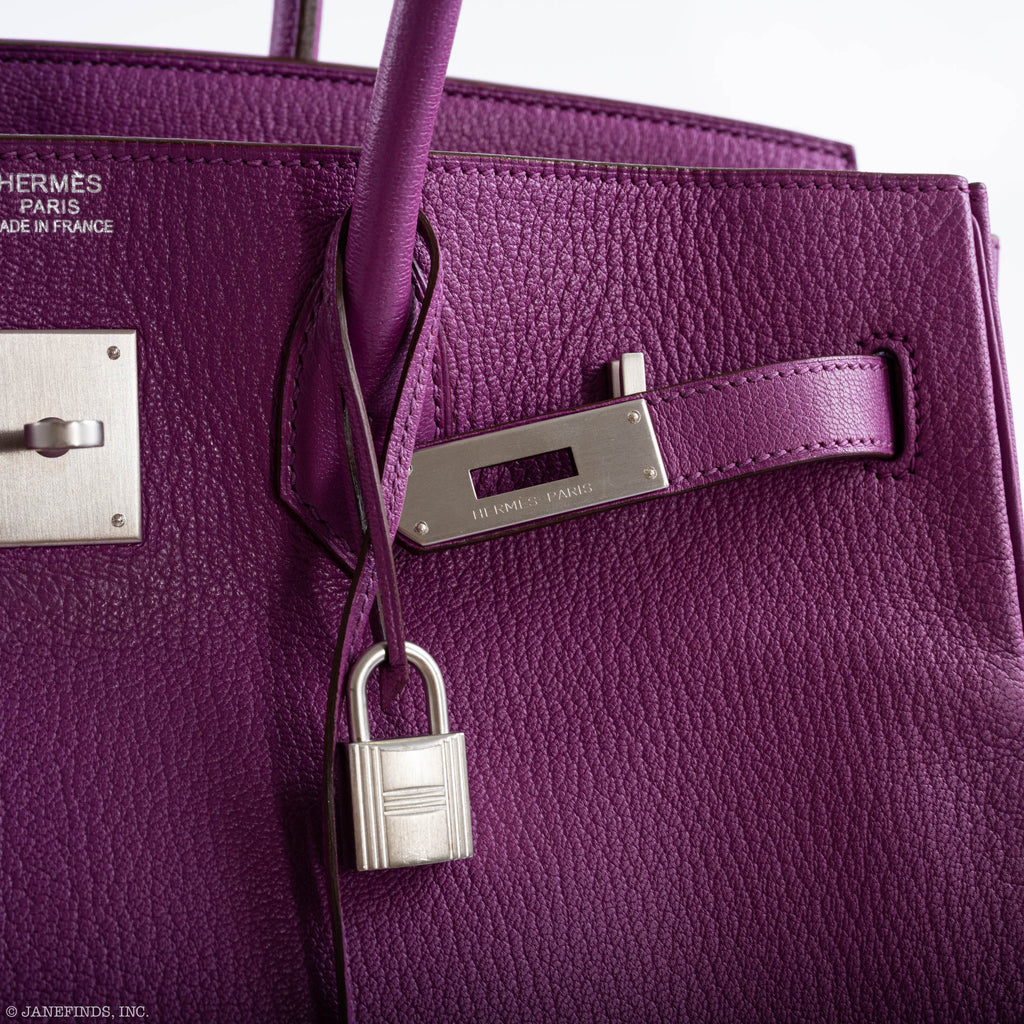 Hermes Birkin 35 HSS Cyclamen & Iris Chèvre Goatskin Brushed Palladium Hardware - 2009 M, Square - Exclusu