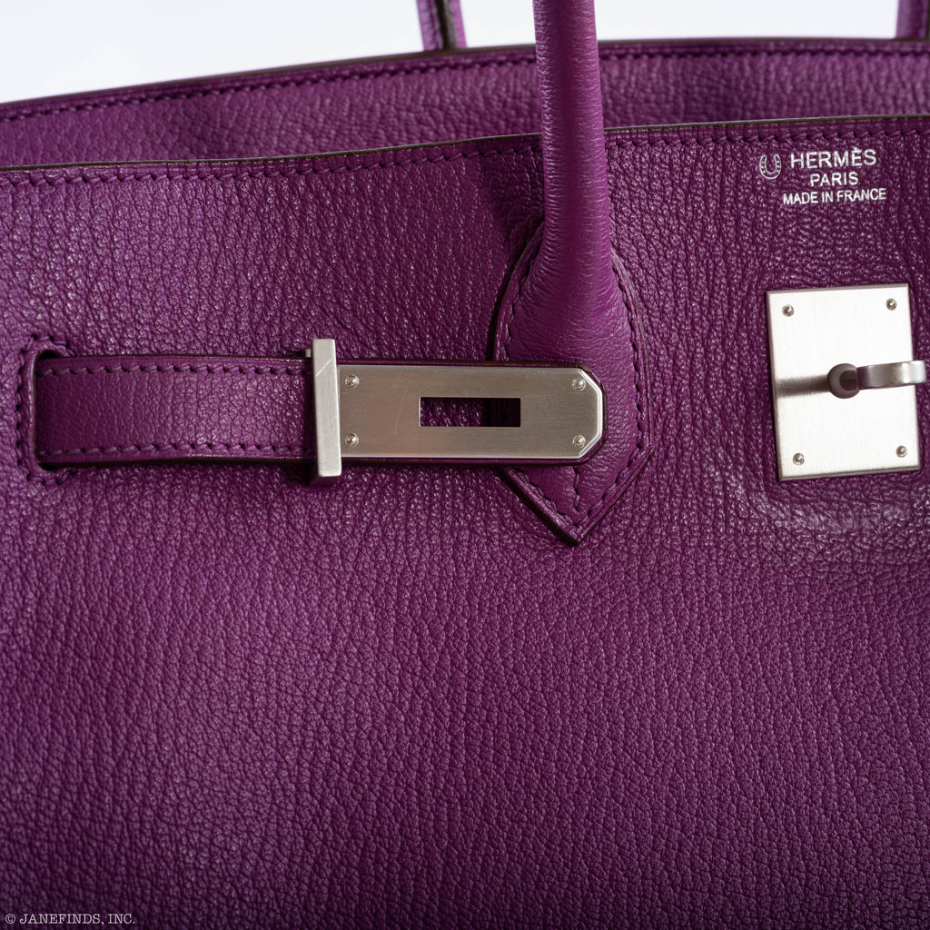 Hermes Birkin 35 HSS Cyclamen & Iris Chèvre Goatskin Brushed Palladium Hardware - 2009 M, Square - Exclusu