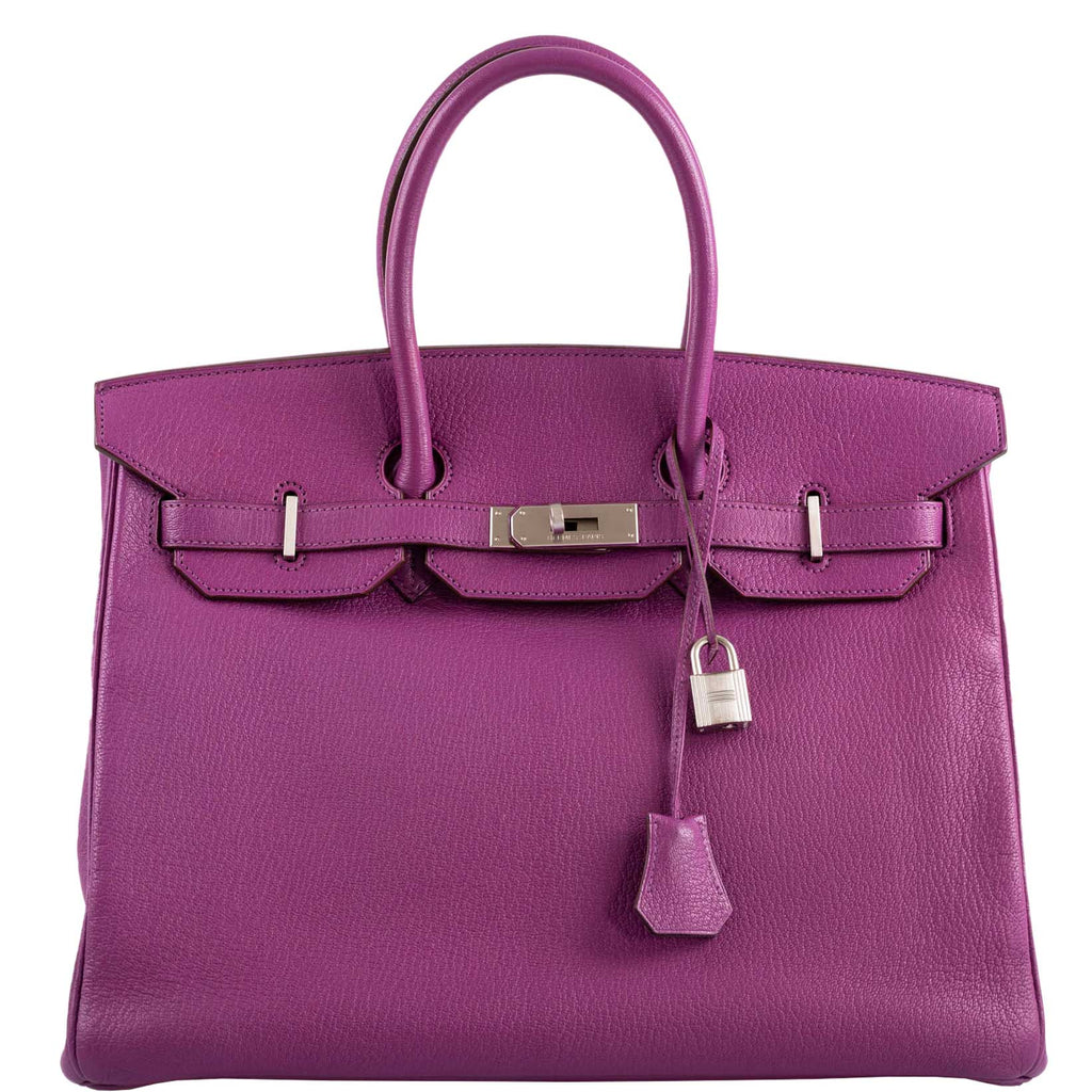 Hermes Birkin 35 HSS Cyclamen & Iris Chèvre Goatskin Brushed Palladium Hardware - 2009 M, Square - Exclusu