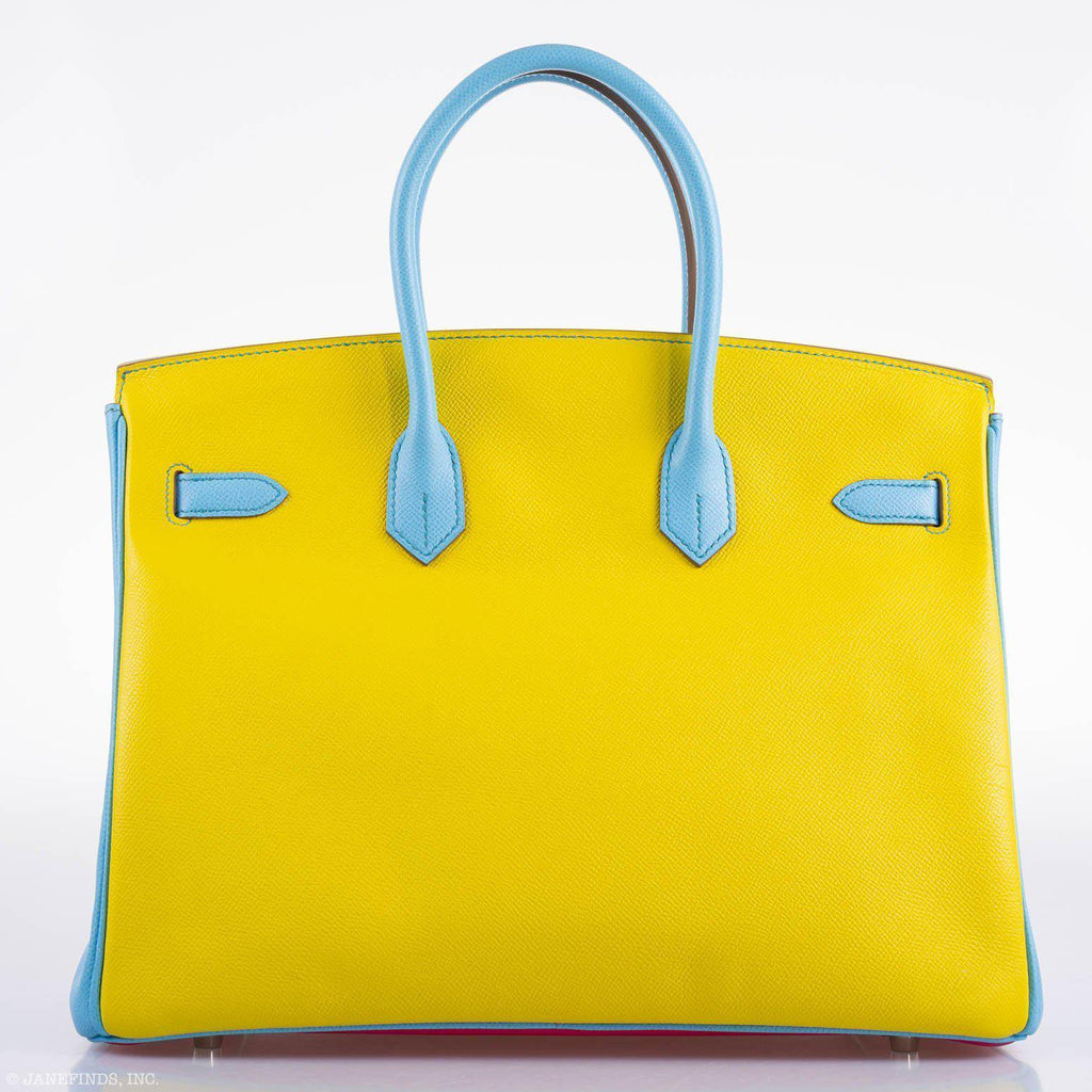 Hermes Birkin 35 HSS Rose Tyrien, Blue Celeste, Lime Epsom Palladium Hardware - 2011, O - Exclusu