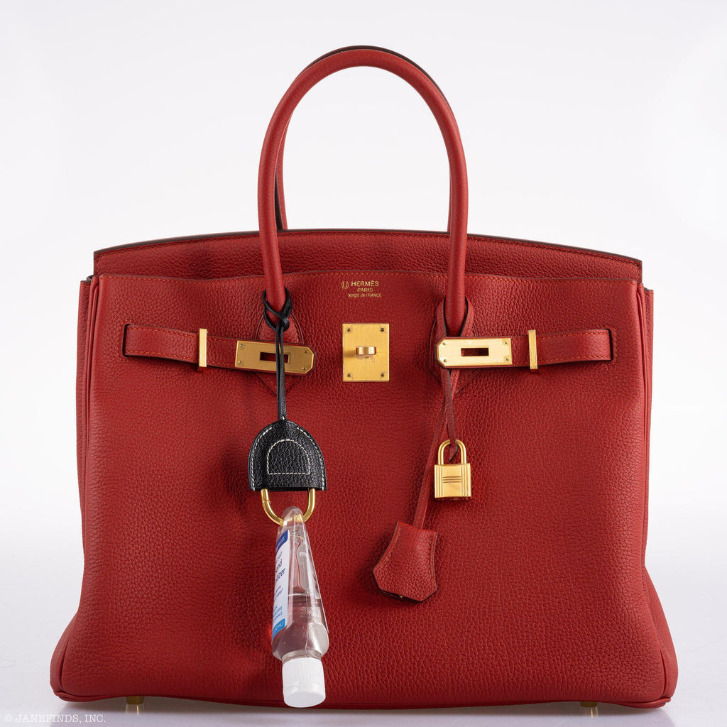 Hermes Birkin 35 HSS Rouge Vif Togo Brushed Gold Hardware - 2020, Y - Exclusu