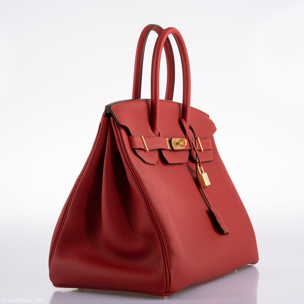 Hermes Birkin 35 HSS Rouge Vif Togo Brushed Gold Hardware - 2020, Y - Exclusu