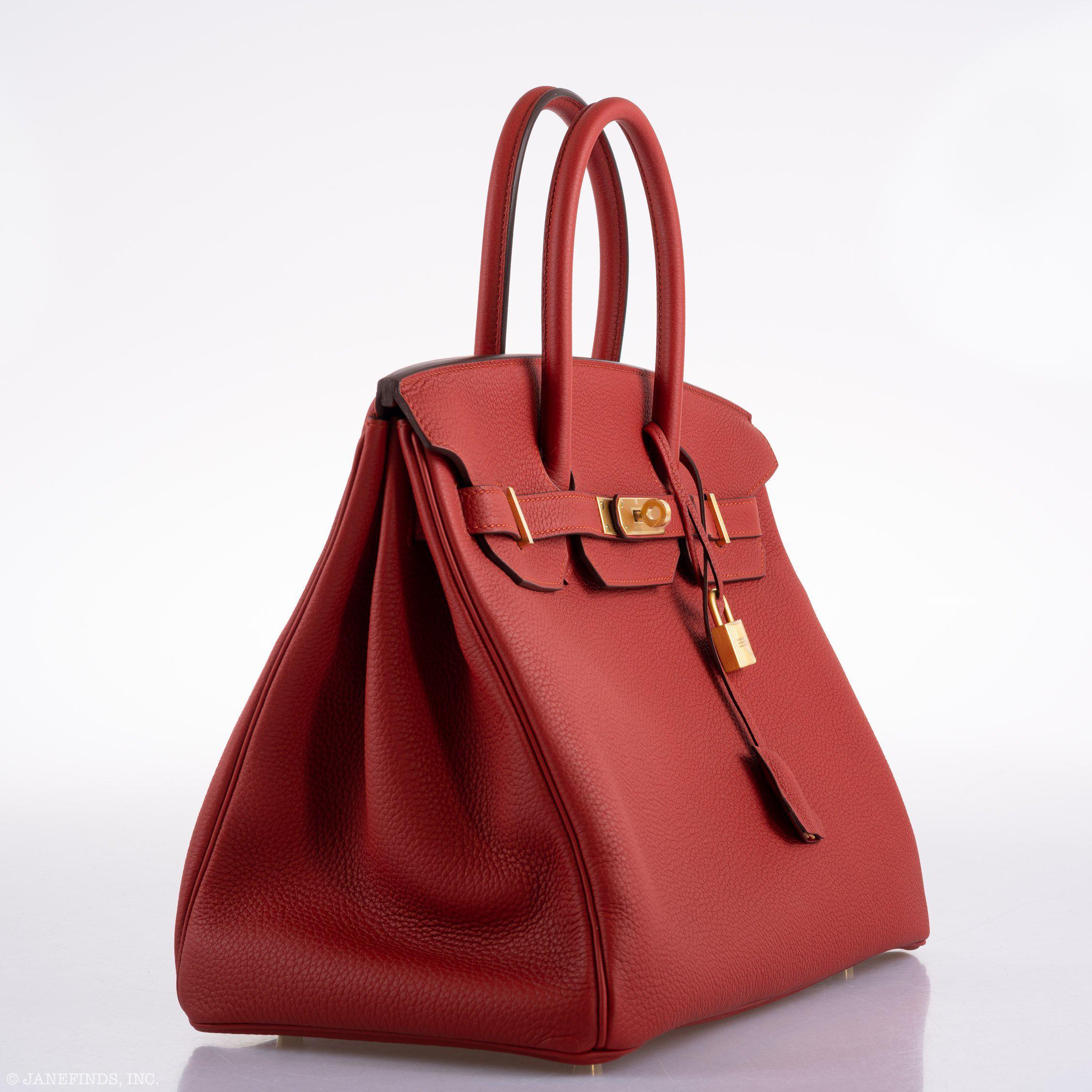 Hermes Birkin 35 HSS Rouge Vif Togo Brushed Gold Hardware - 2020, Y - Exclusu